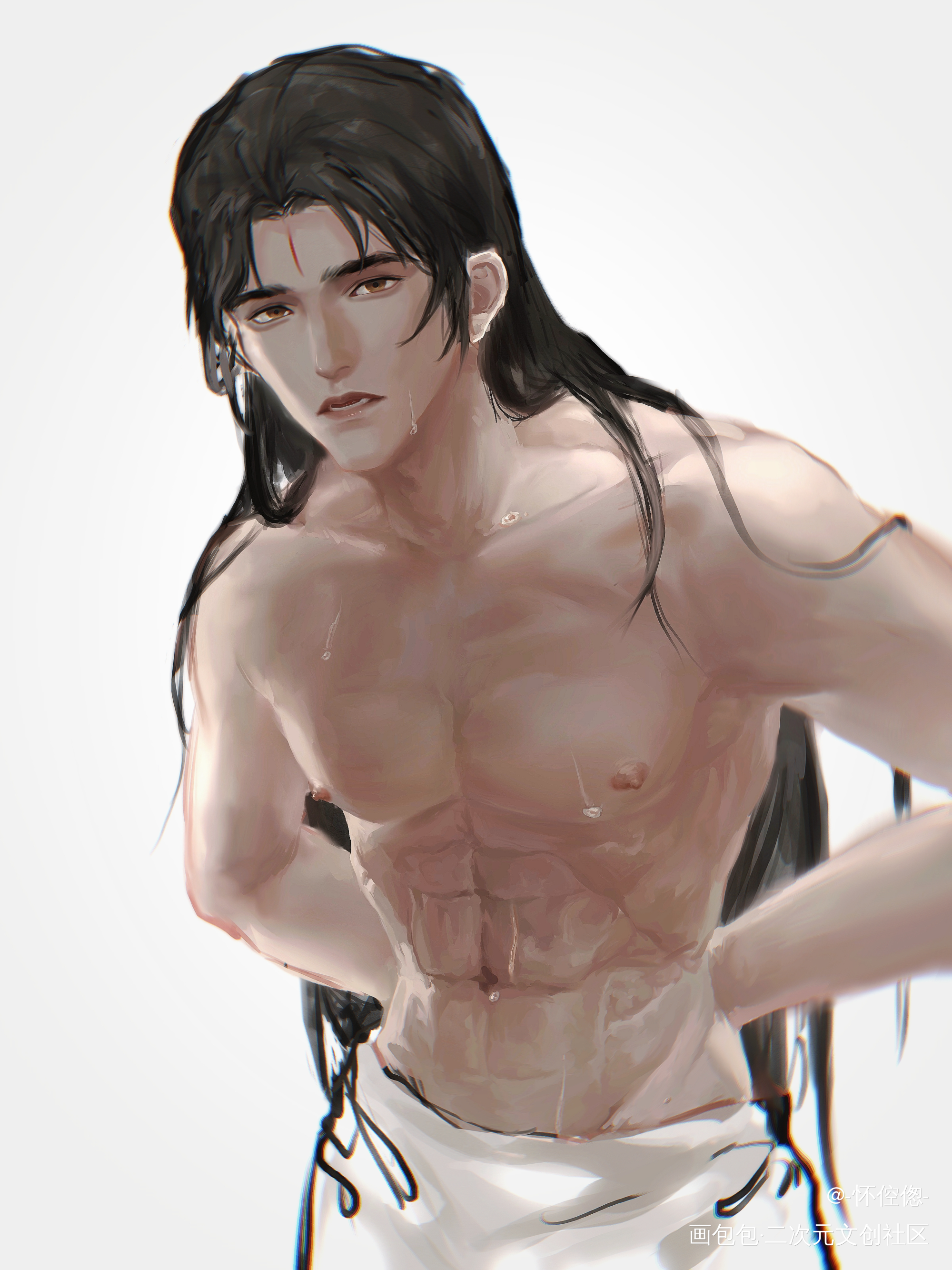 摸摸_新神榜杨戬杨戬厚涂同人摸鱼绘画绘画作品