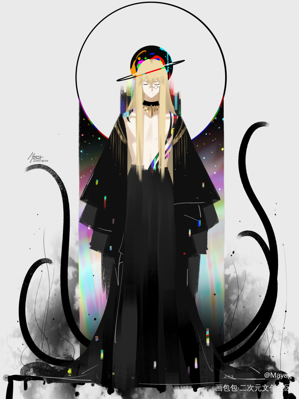 日绘day62_无铭传说幽冥金发插画摸鱼板绘绘画原创oc绘画作品