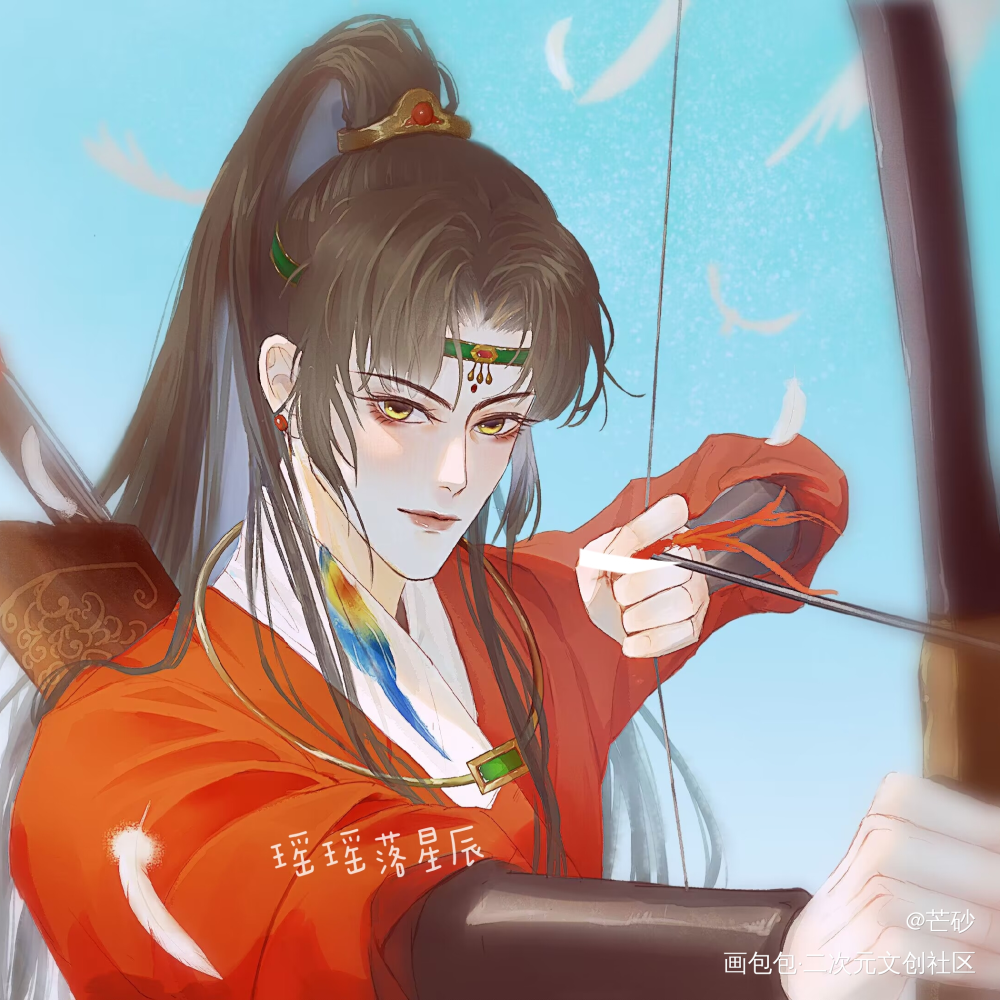 少将君射箭，通通闪开！_原创头像古风男绘画绘画作品
