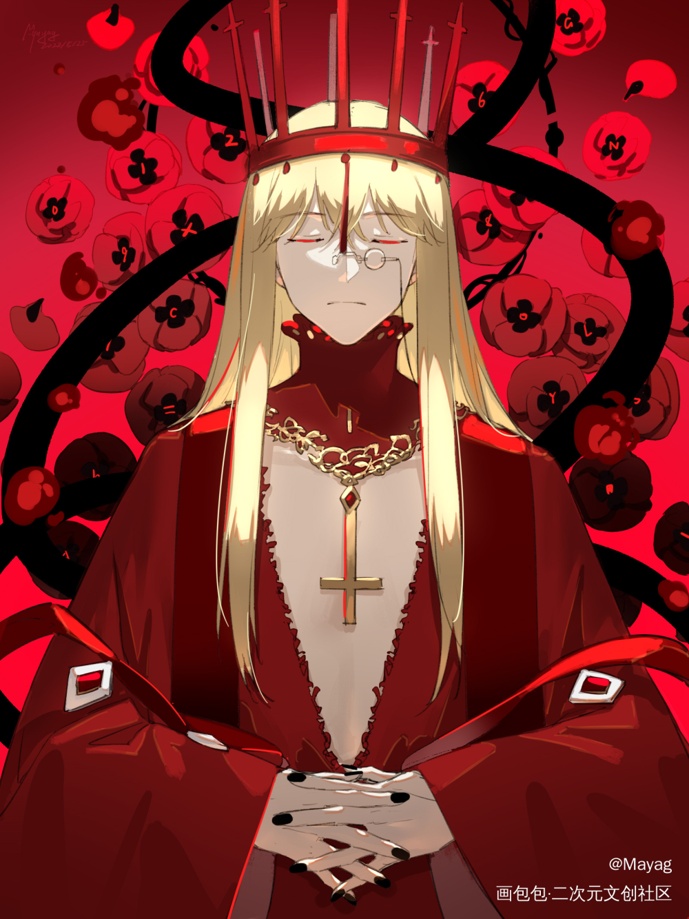 日绘day64_无铭传说幽冥金发插画摸鱼板绘绘画原创oc绘画作品