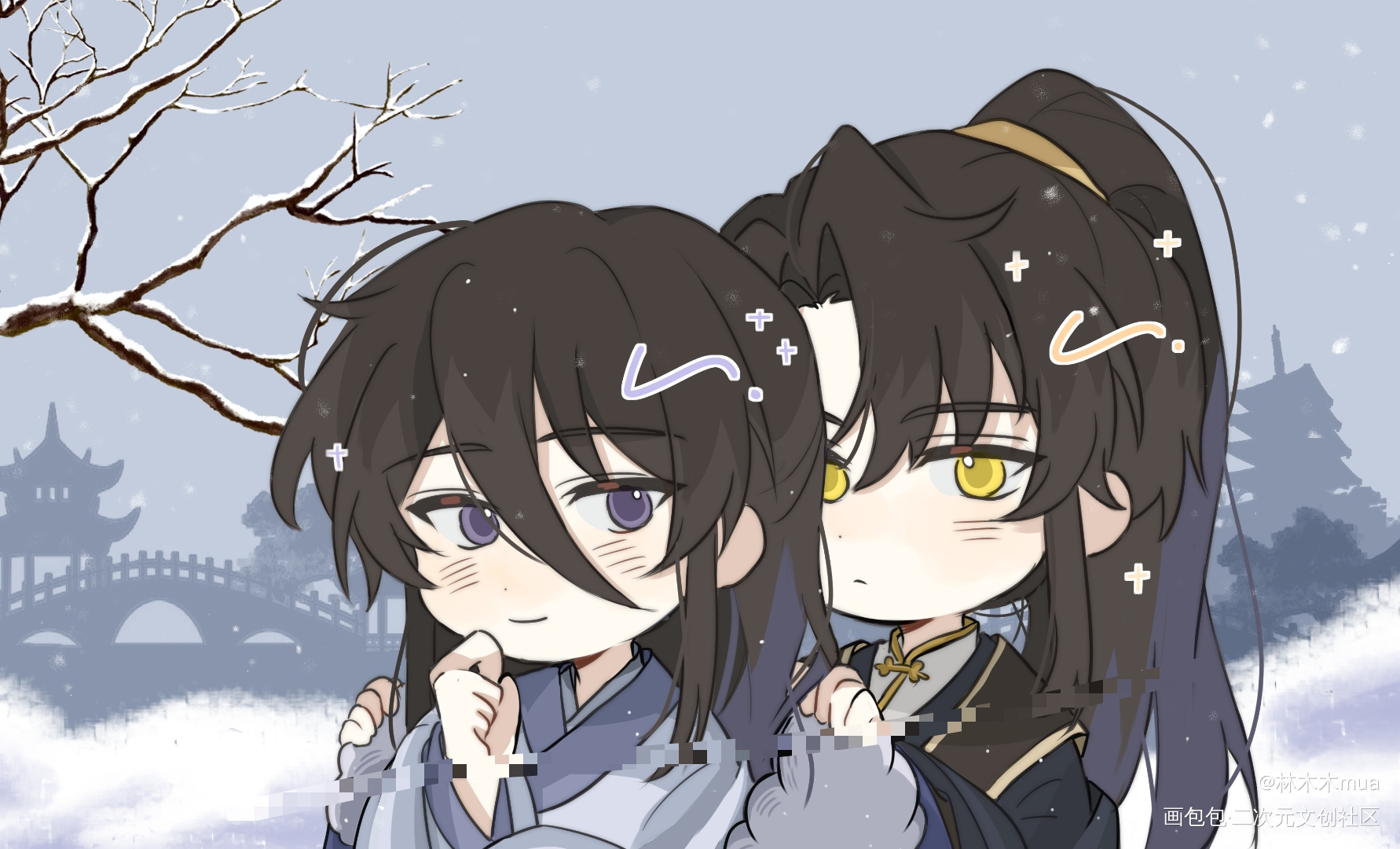 暄雪贴贴_不见上仙三百年绘画作品