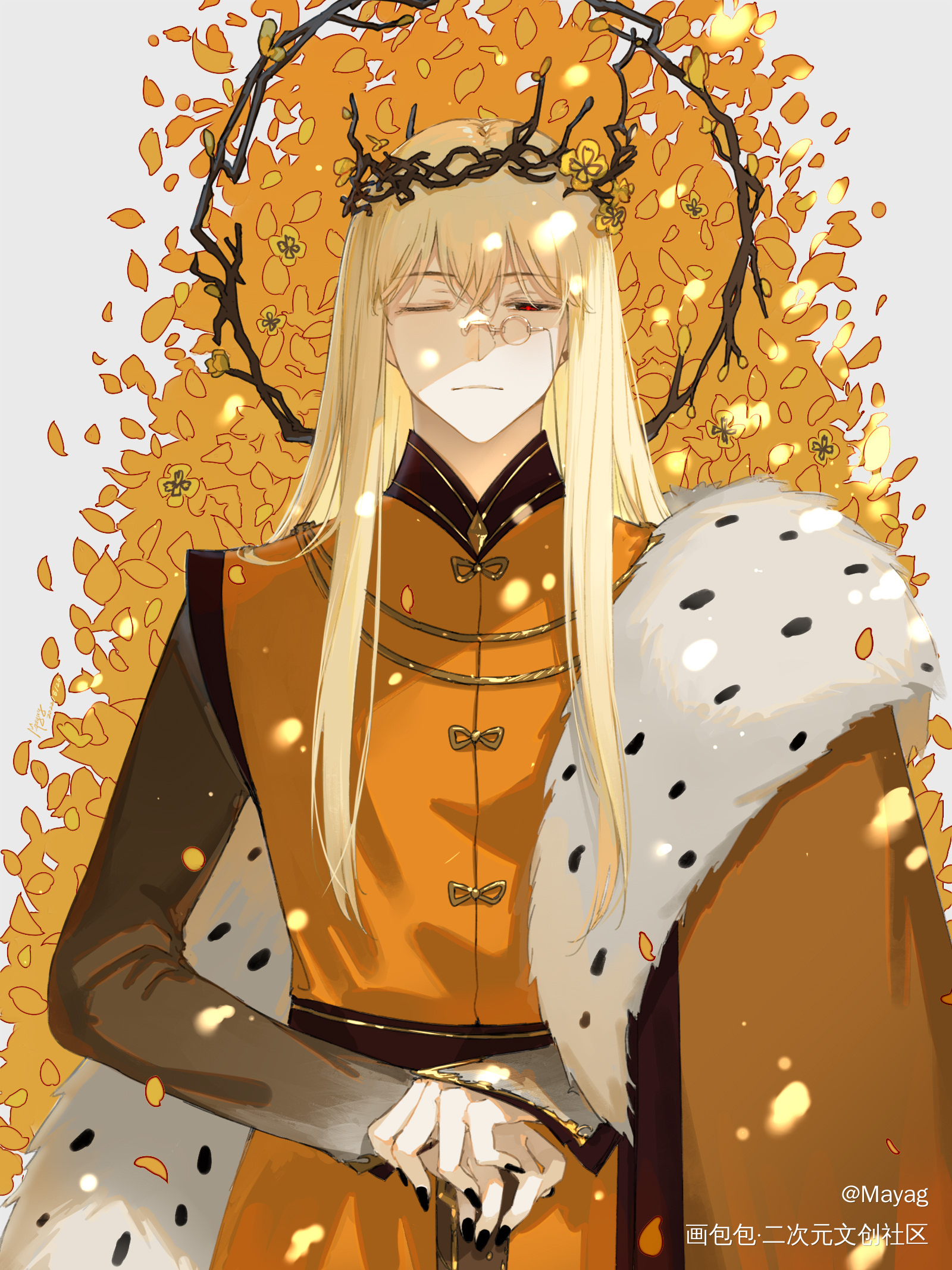 日绘day65_无铭传说幽冥金发插画摸鱼板绘绘画原创oc绘画作品