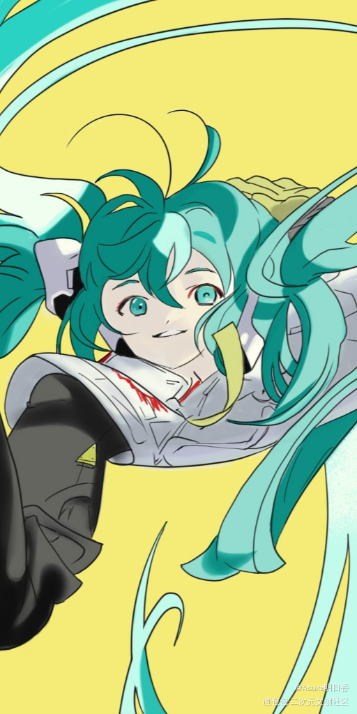 _初音未来平涂日系板绘临摹绘画绘画作品