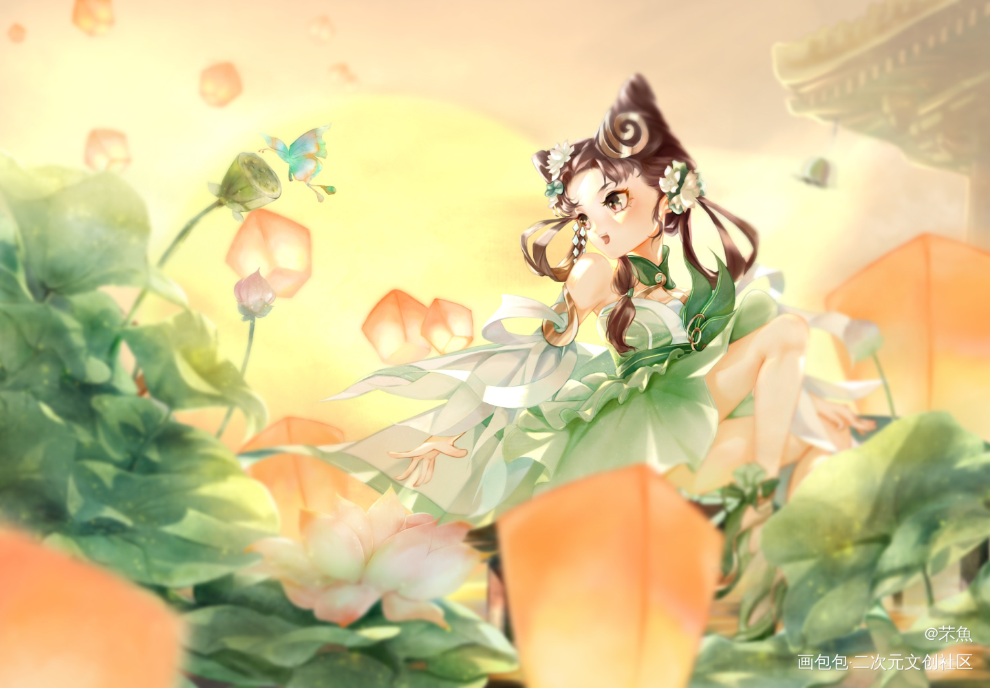 【中秋快乐】_王者荣耀小乔节日中秋节绘画作品