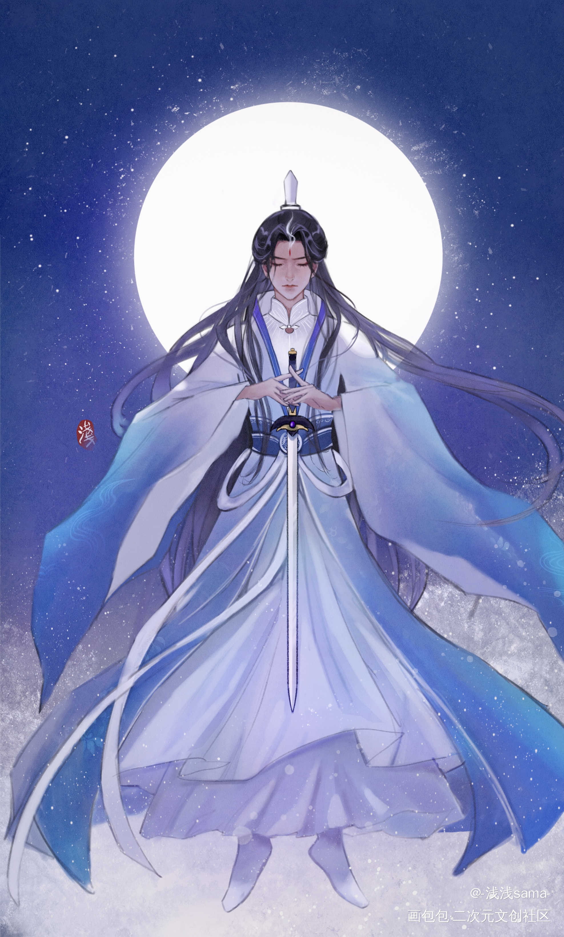 中秋快乐~_六爻鸣潜严争鸣priest绘画作品
