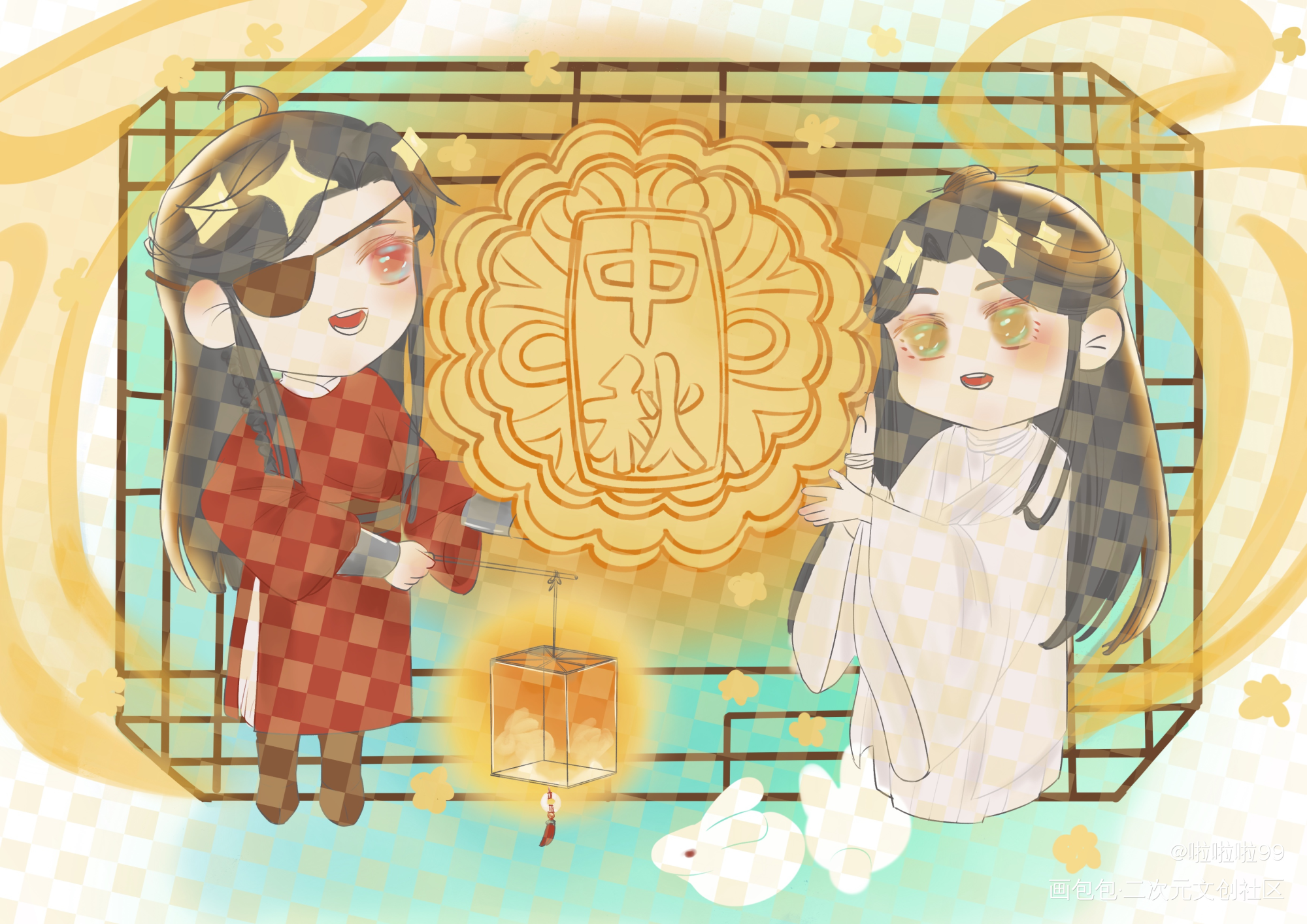 中秋快乐_天官赐福花怜谢怜花城绘画作品