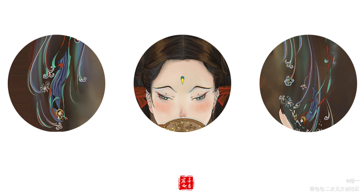 月饼节快乐_板绘涂节日摸鱼页敦煌古风少女插画procreate板绘插画原创绘画作品
