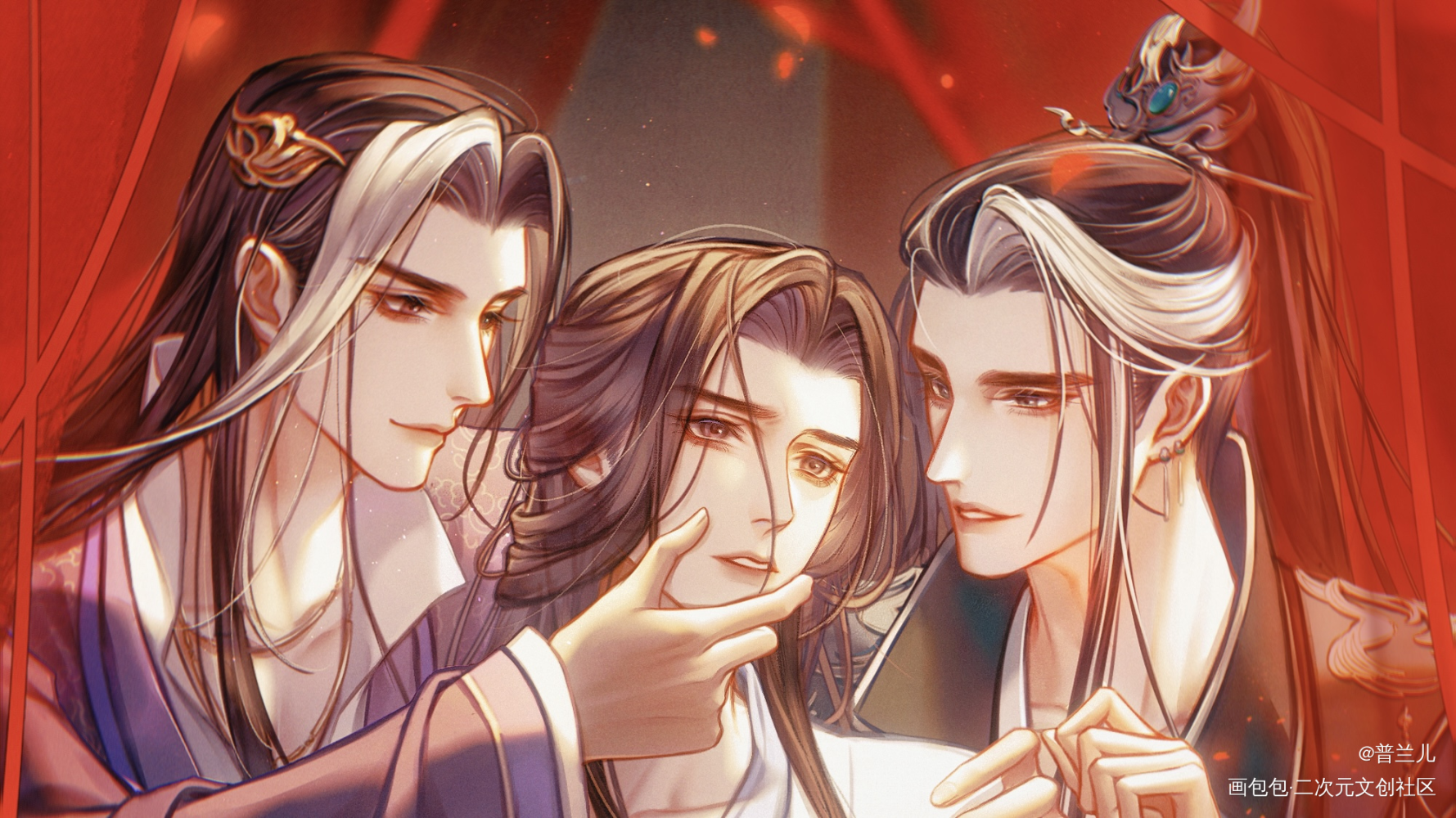 中秋快乐～_山河剑心千秋晏沈古风插画同人千秋梦溪石约稿板绘绘画作品
