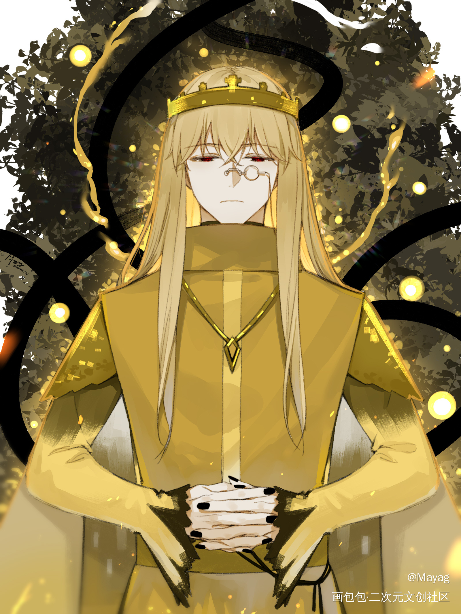 日绘day66_无铭传说幽冥金发插画摸鱼板绘绘画原创oc绘画作品