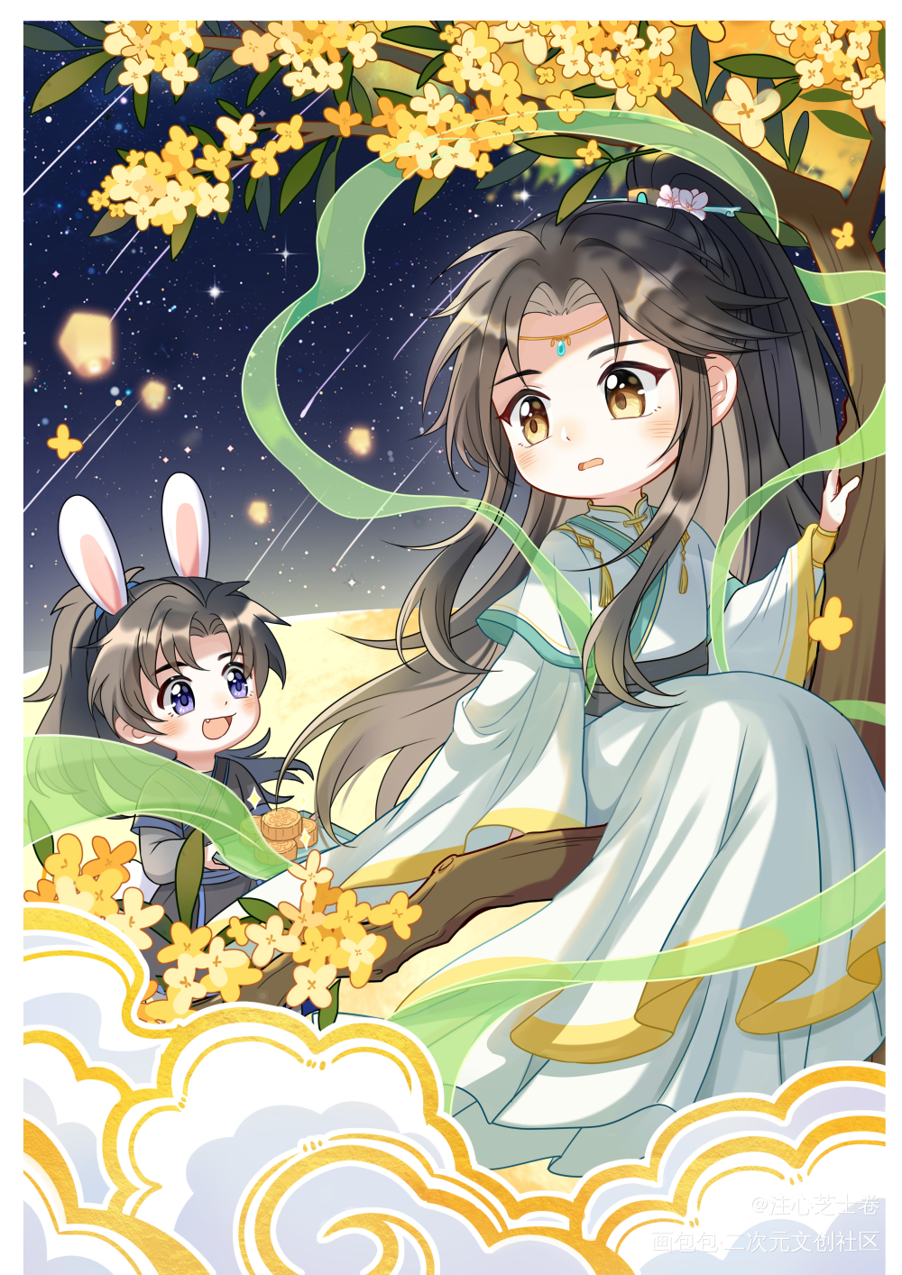 _二哈和他的白猫师尊燃晚墨燃楚晚宁Q版绘画作品
