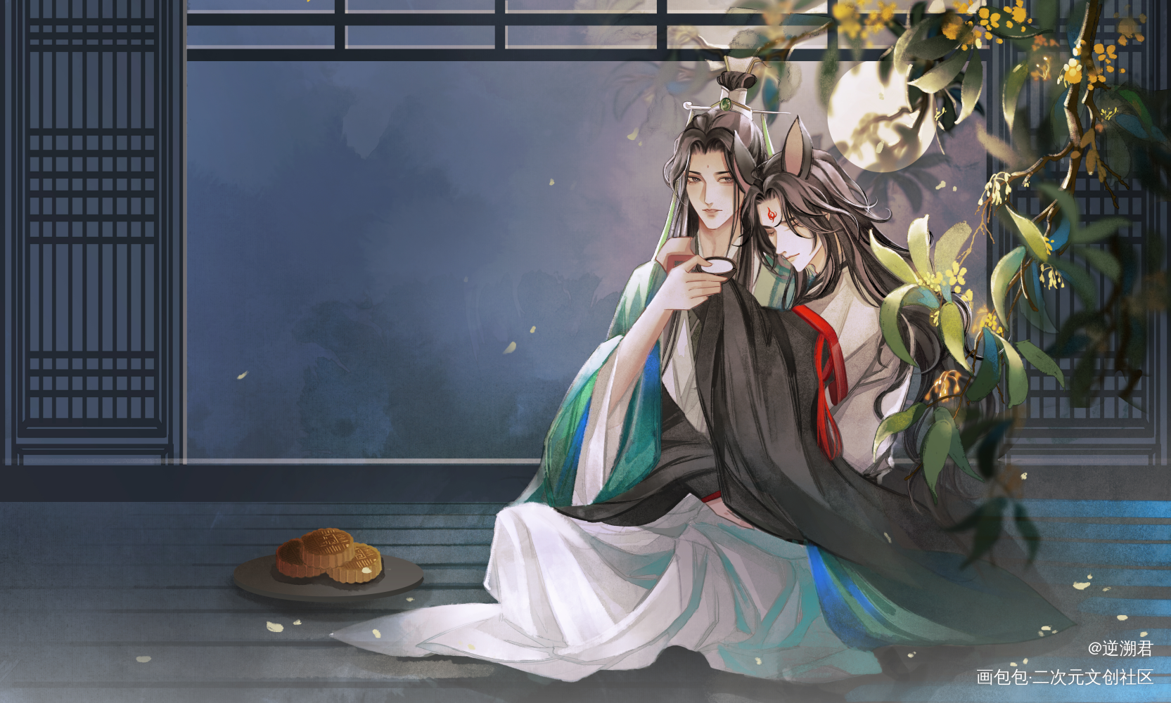 兔子and美人师尊_人渣反派自救系统冰秋沈清秋洛冰河古风绘画作品
