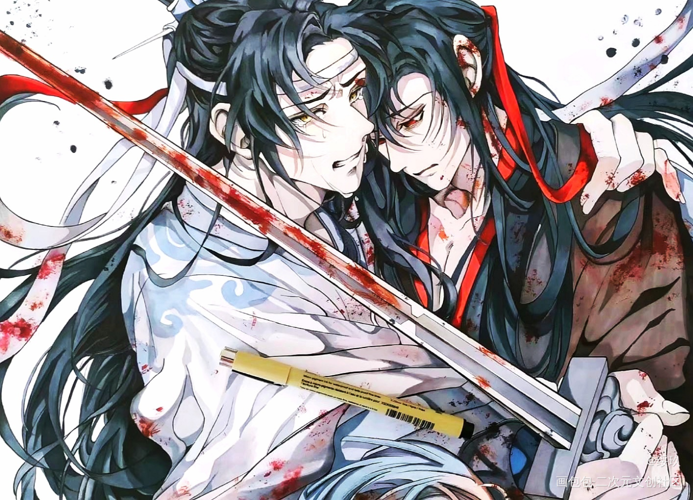 魔道_魔道祖师蓝忘机魏无羡彩色漫画节日摸鱼页我要上首推绘画作品