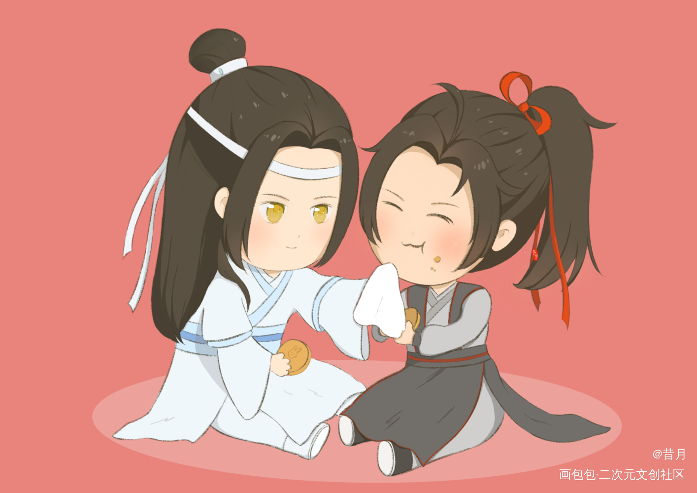 洽月饼_魔道祖师忘羡Q版绘画作品