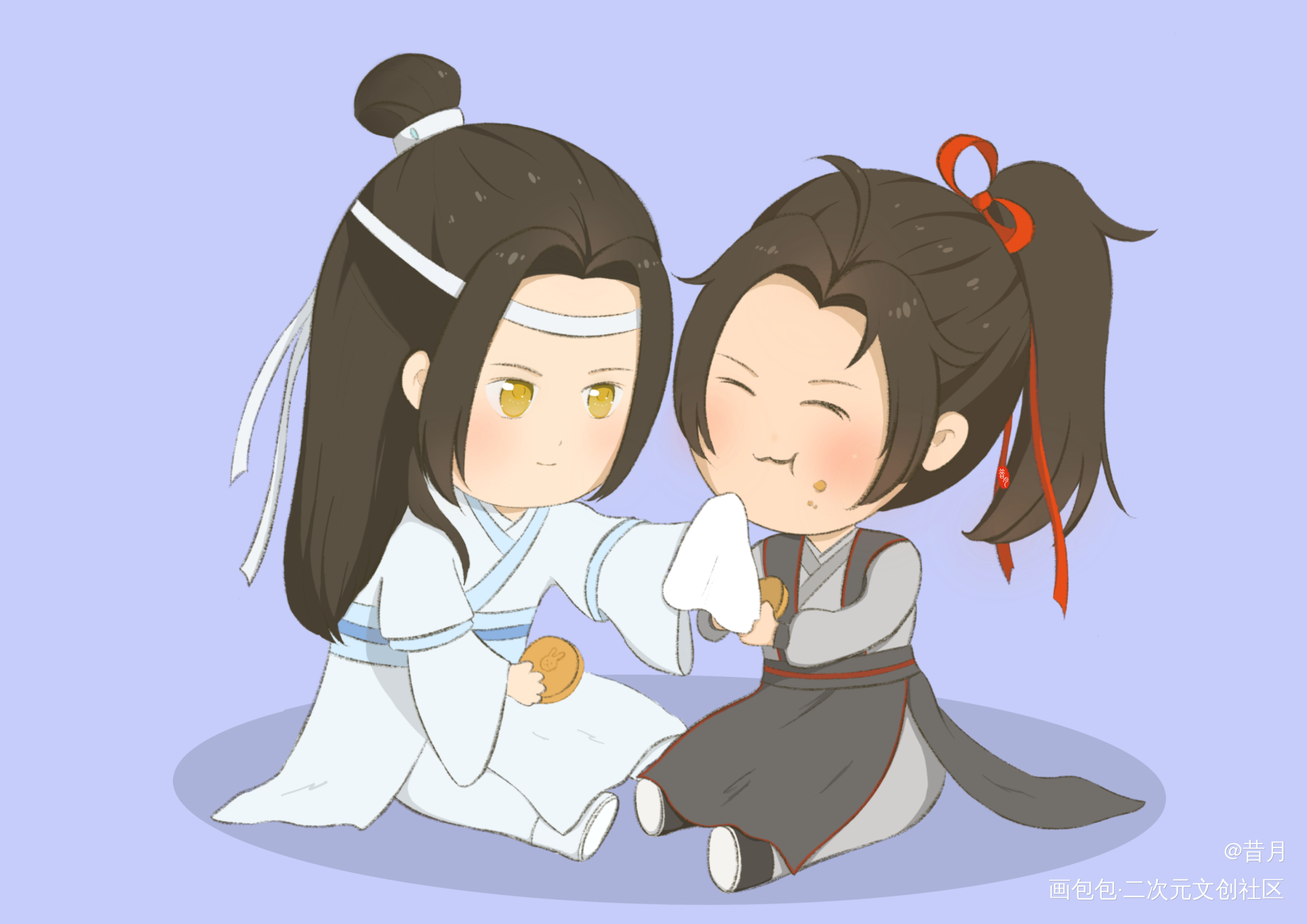洽月饼_魔道祖师忘羡Q版绘画作品