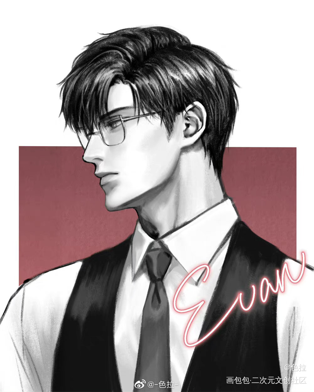 厚涂练习 但是光启_光与夜之恋查理苏齐司礼陆沉萧逸夏鸣星绘画作品