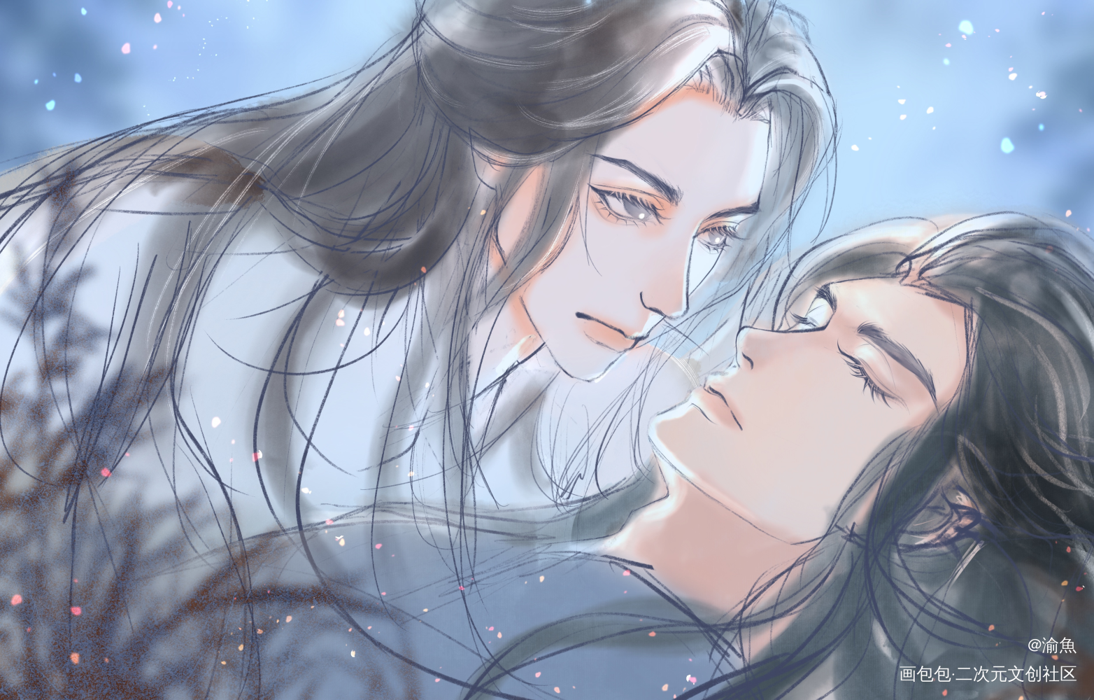 暄雪_不见上仙三百年古风半厚涂同人暄雪萧复暄乌行雪绘画绘画作品