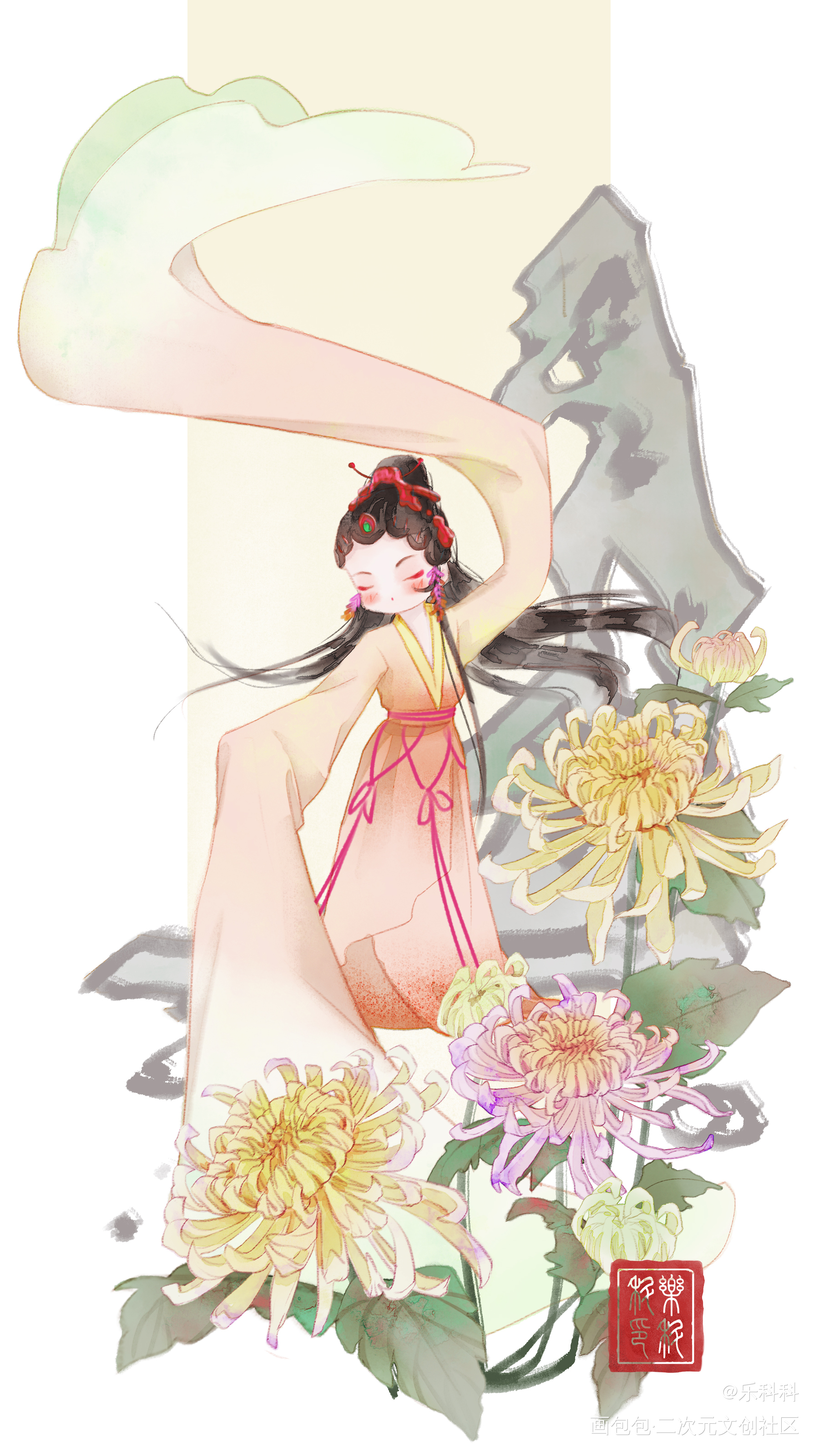 四个小人_板绘涂古风我要上首推插画古风插画绘画作品
