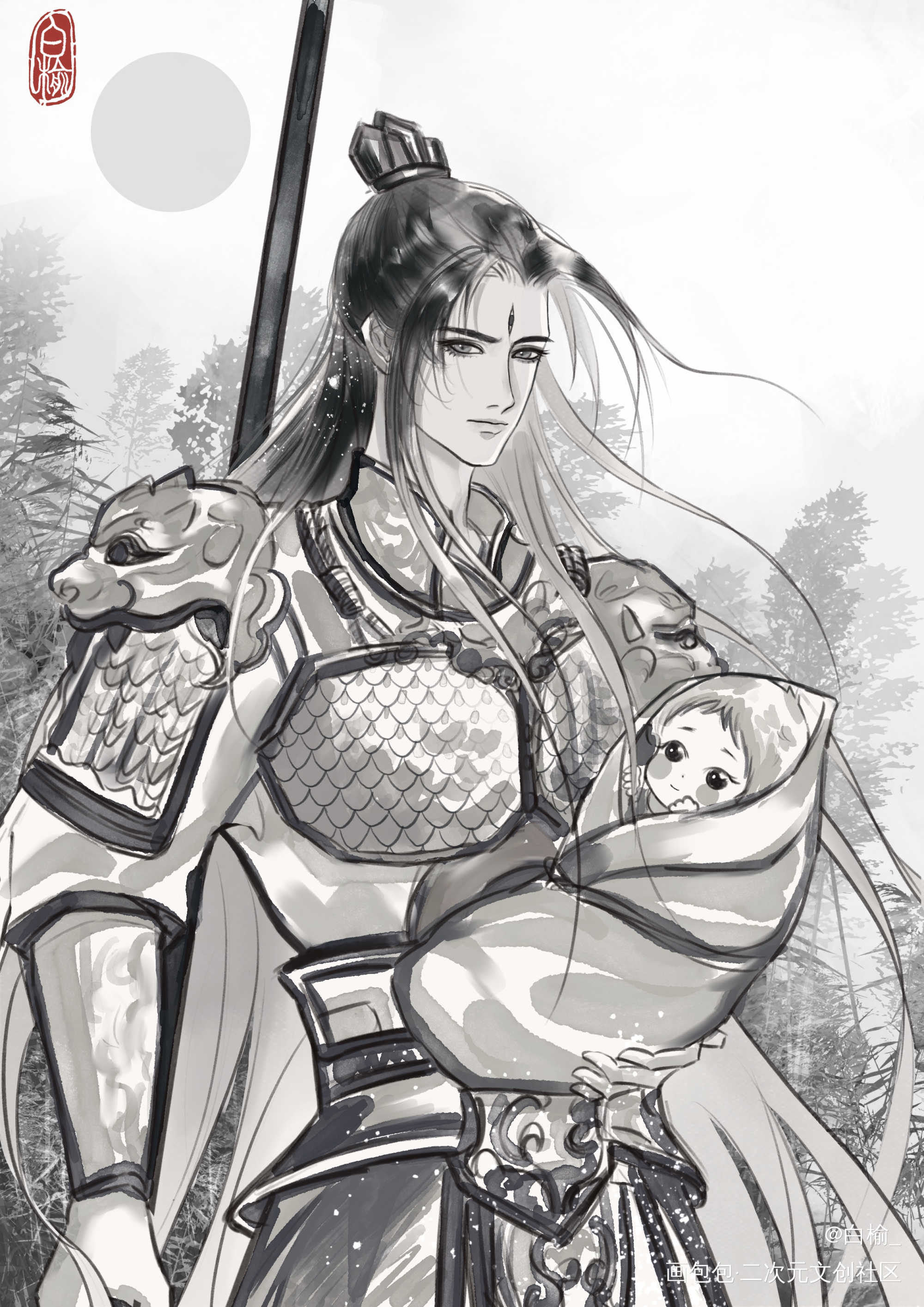 舅舅_新神榜杨戬杨戬插画绘画作品