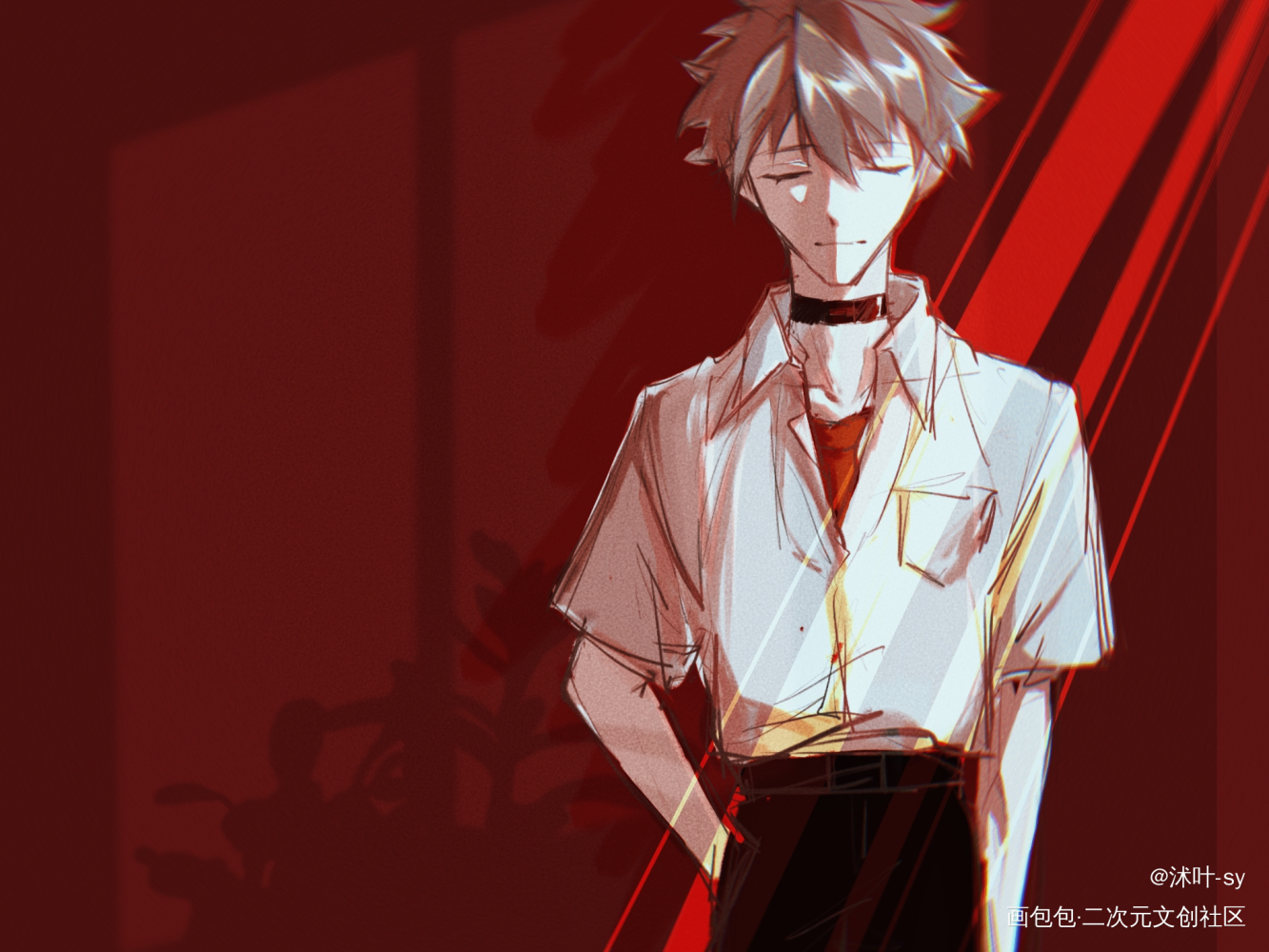 “Kaworu”_EVA渚薰手绘绘画新世纪福音战士绘画作品