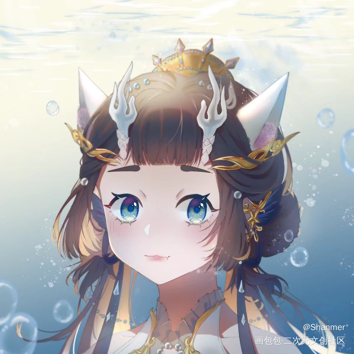 承霁猫耳伞萝_剑网3平涂头像绘画作品