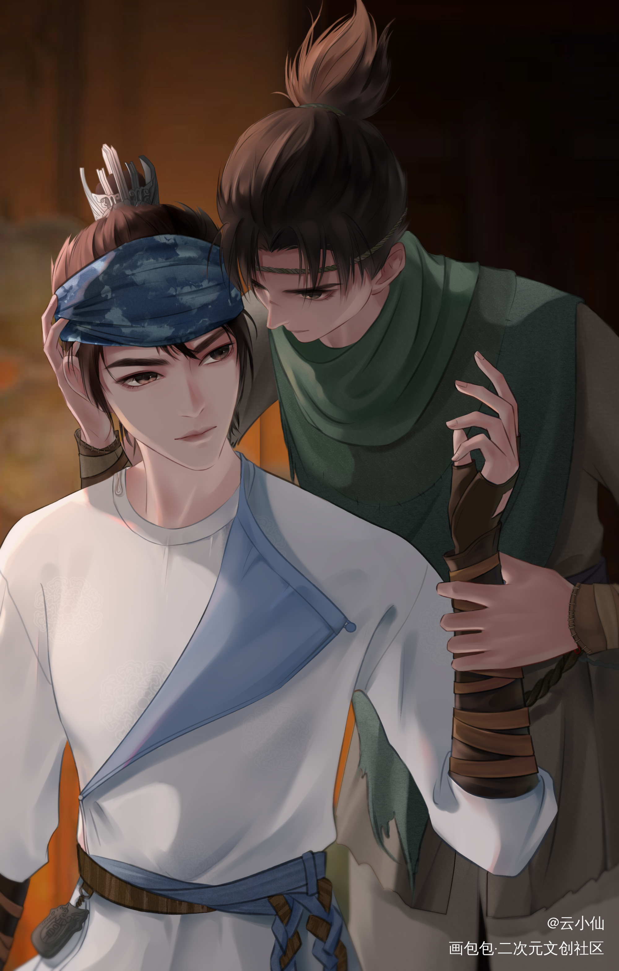 摸鱼_新神榜杨戬杨戬摸鱼页绘画作品
