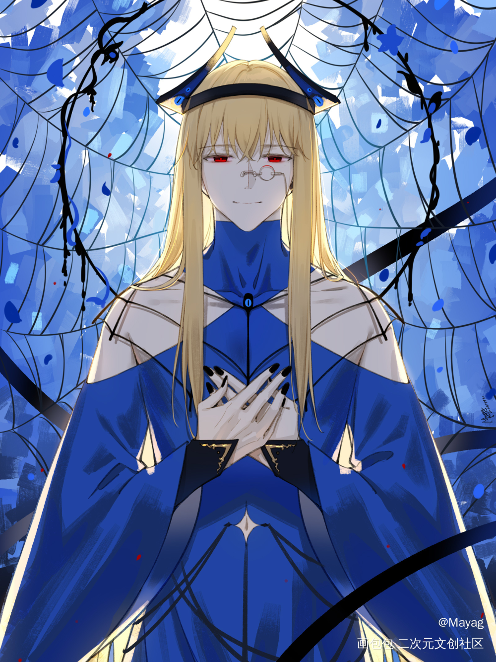 日绘day69_无铭传说幽冥金发插画摸鱼板绘绘画原创oc绘画作品