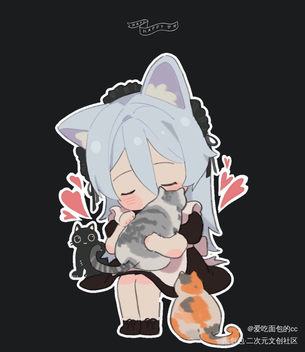 猫猫❤️_时空中的绘旅人板绘涂Q版插画时空中的绘旅人叶瑄绘画绘画作品