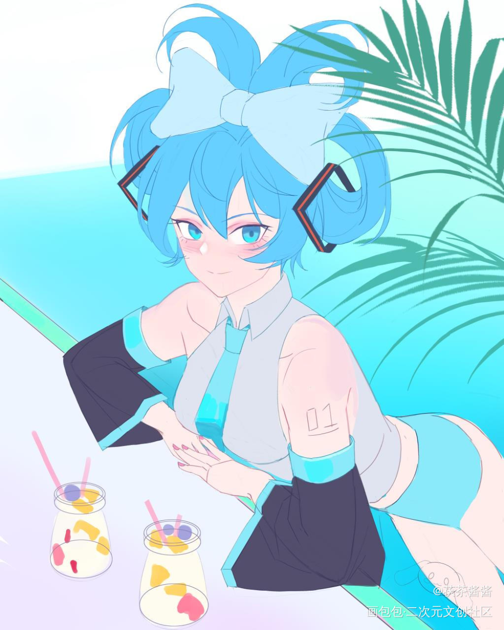 玉桂狗初音_玉桂狗初音未来少女插画绘画绘画作品