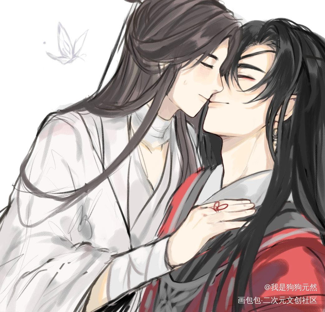 👨‍❤️‍💋‍👨_天官赐福花怜板绘涂绘画作品