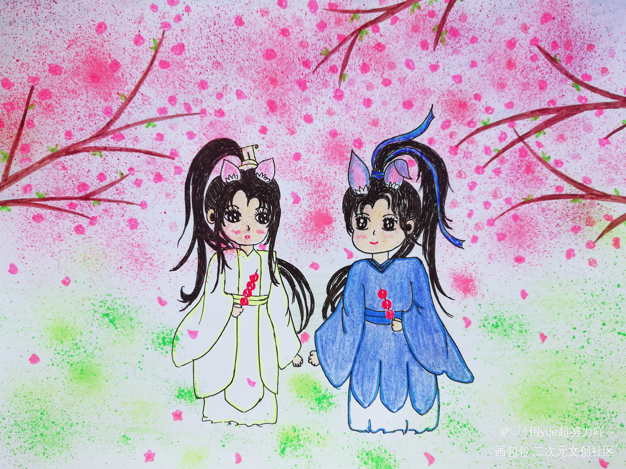 燃晚_二哈和他的白猫师尊绘画作品