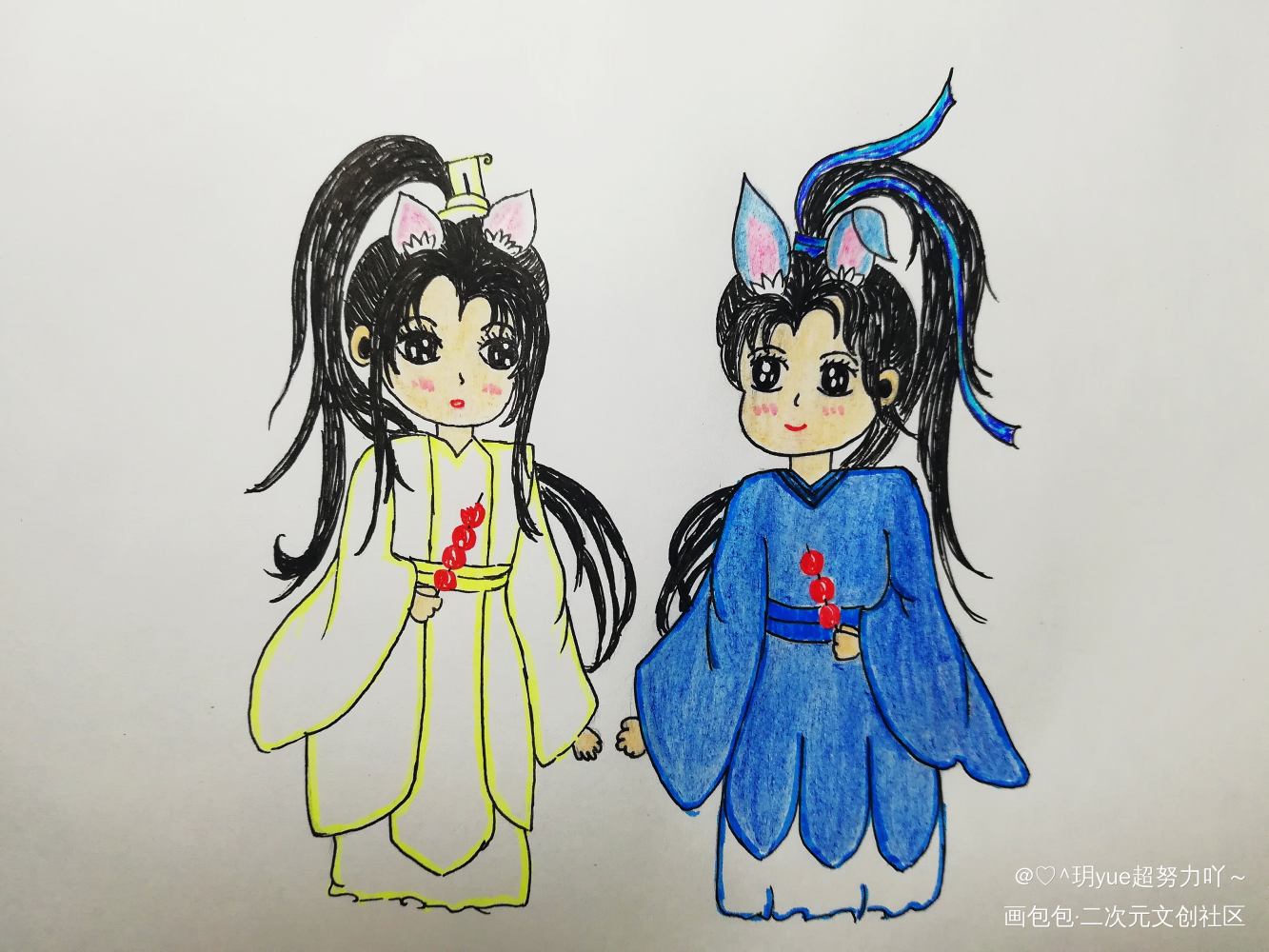 燃晚_二哈和他的白猫师尊绘画作品