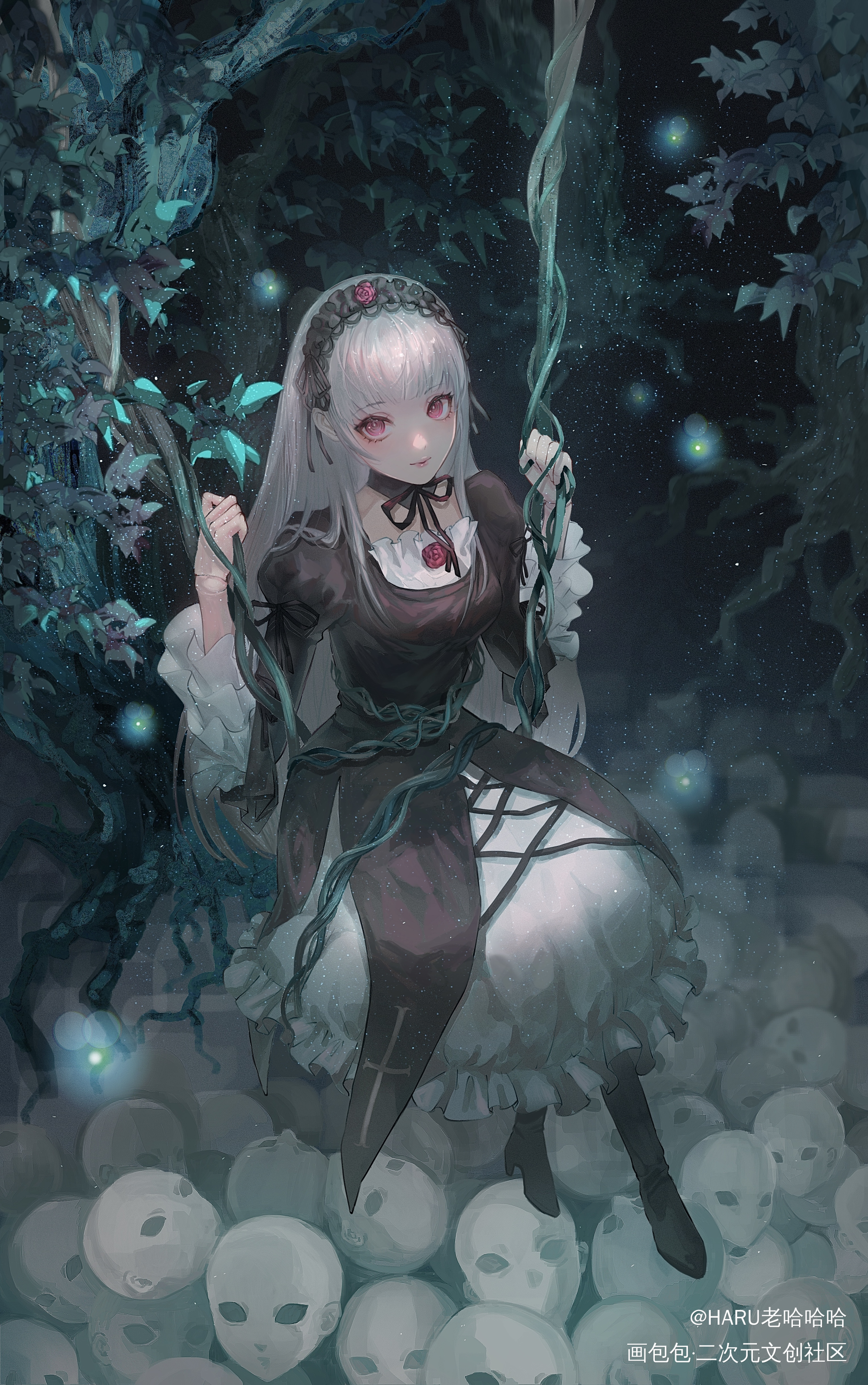 水银灯_蔷薇少女平涂日系我要上首推插画同人水银灯板绘绘画绘画作品