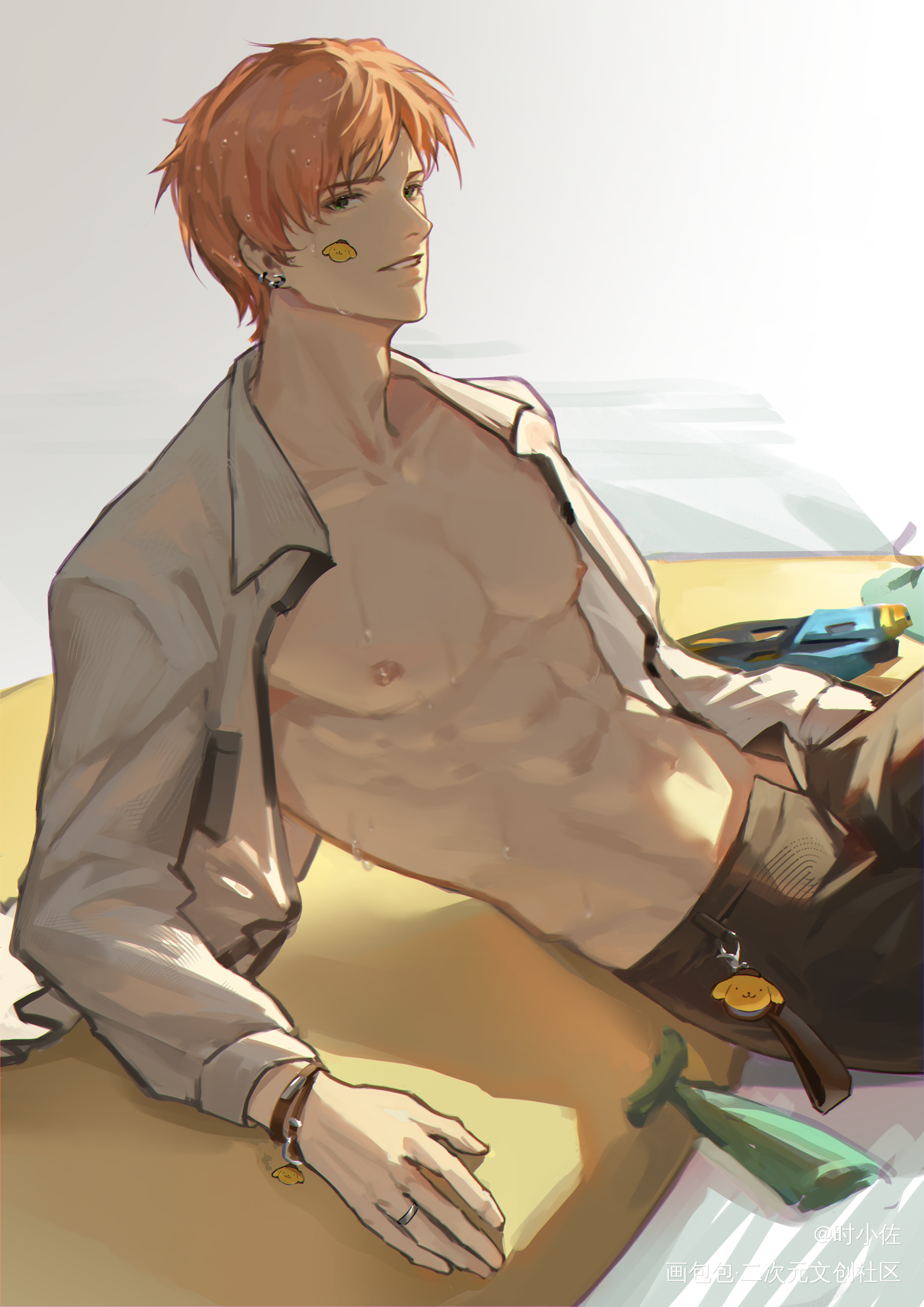 夏鸣星 布丁狗_光与夜之恋半厚涂夏鸣星板绘绘画绘画作品