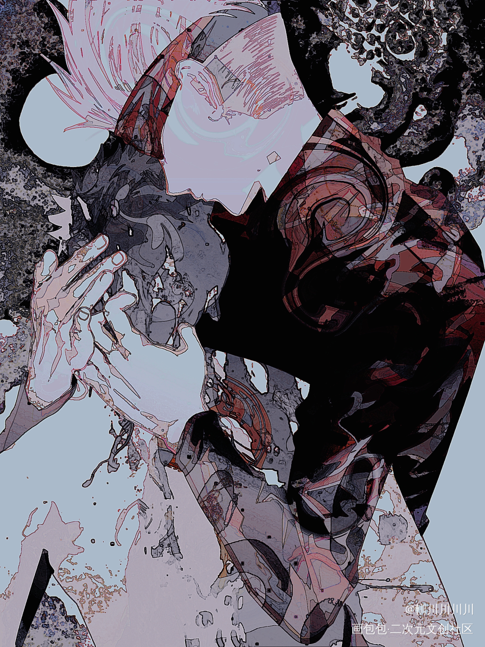 _咒术回战五悠虎杖悠仁五条悟日系同人绘画绘画作品