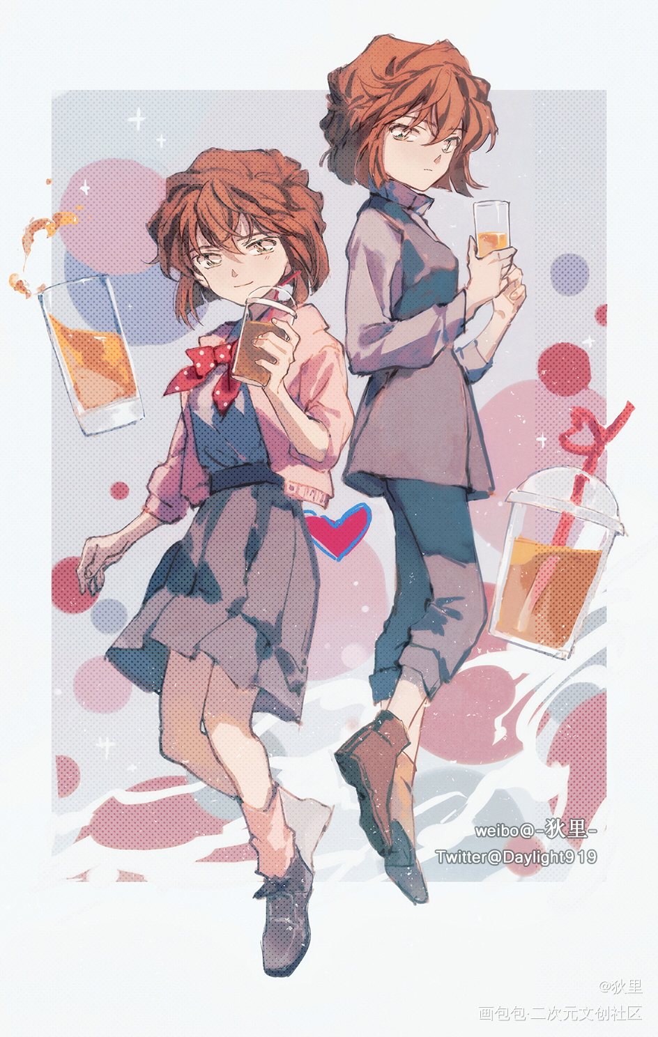 cheers🍻_名侦探柯南灰原哀板绘涂插画插图绘画作品