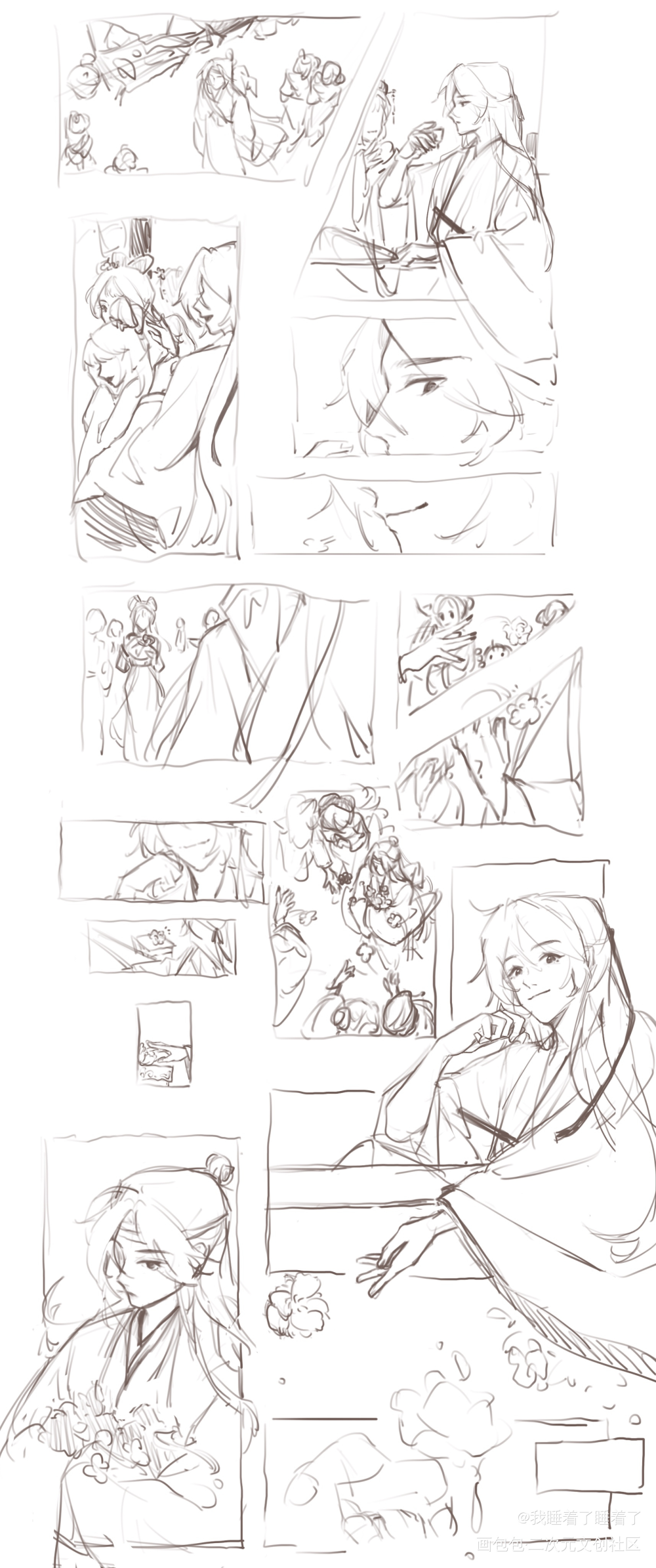 抛花_魔道祖师忘羡蓝忘机魏无羡同人绘画作品