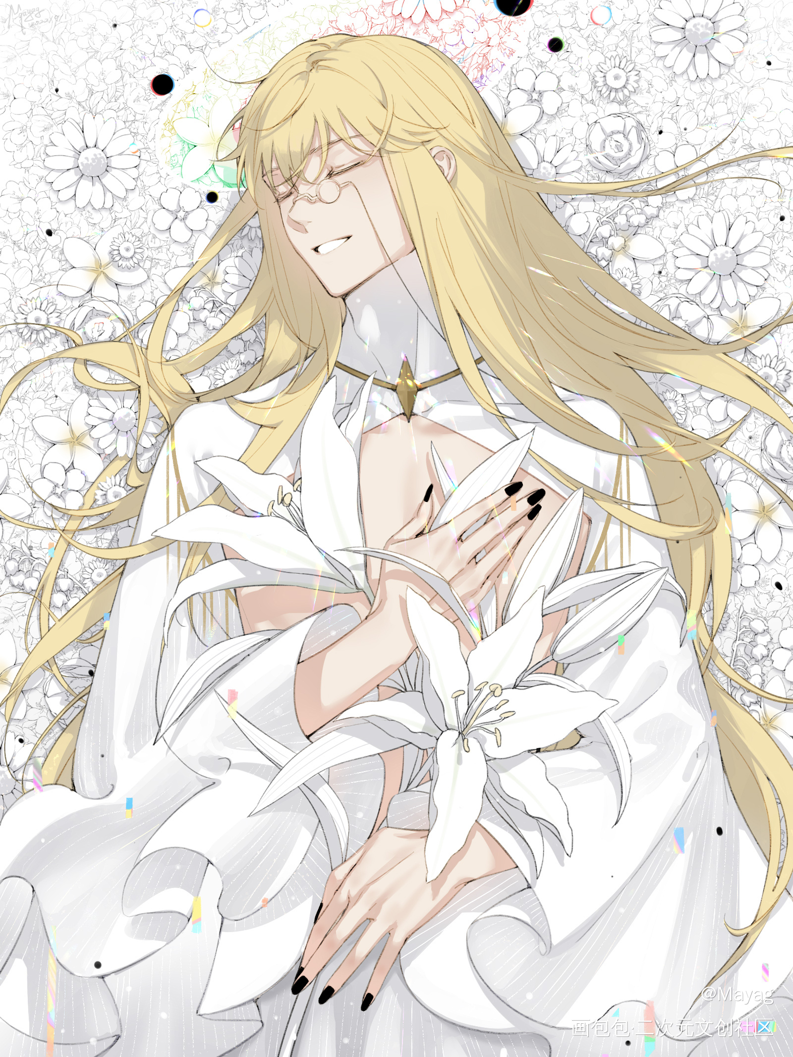 日绘day71_无铭传说幽冥金发插画摸鱼板绘绘画原创oc绘画作品
