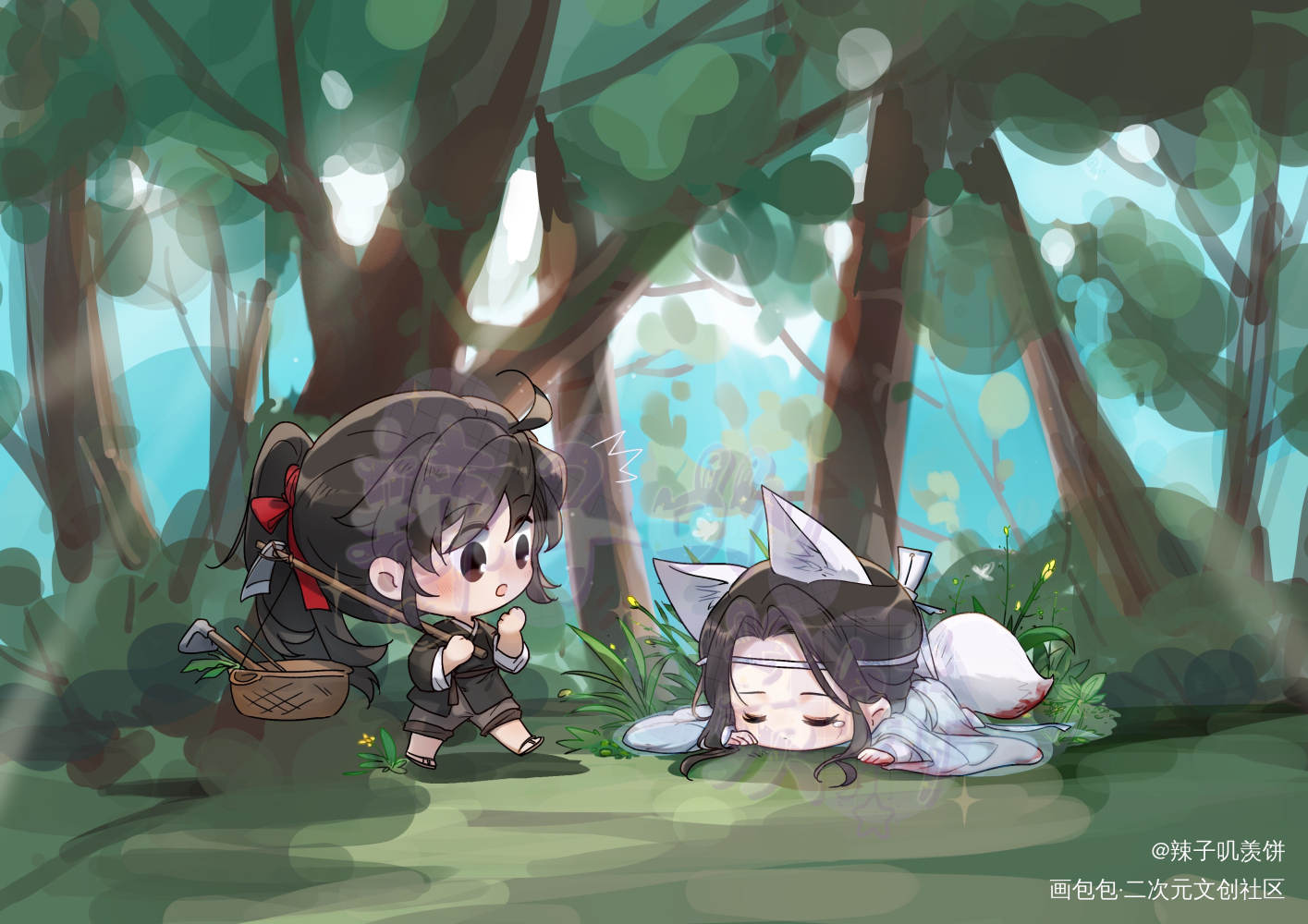 农夫小羡×白狐小叽（起）_魔道祖师忘羡绘画作品