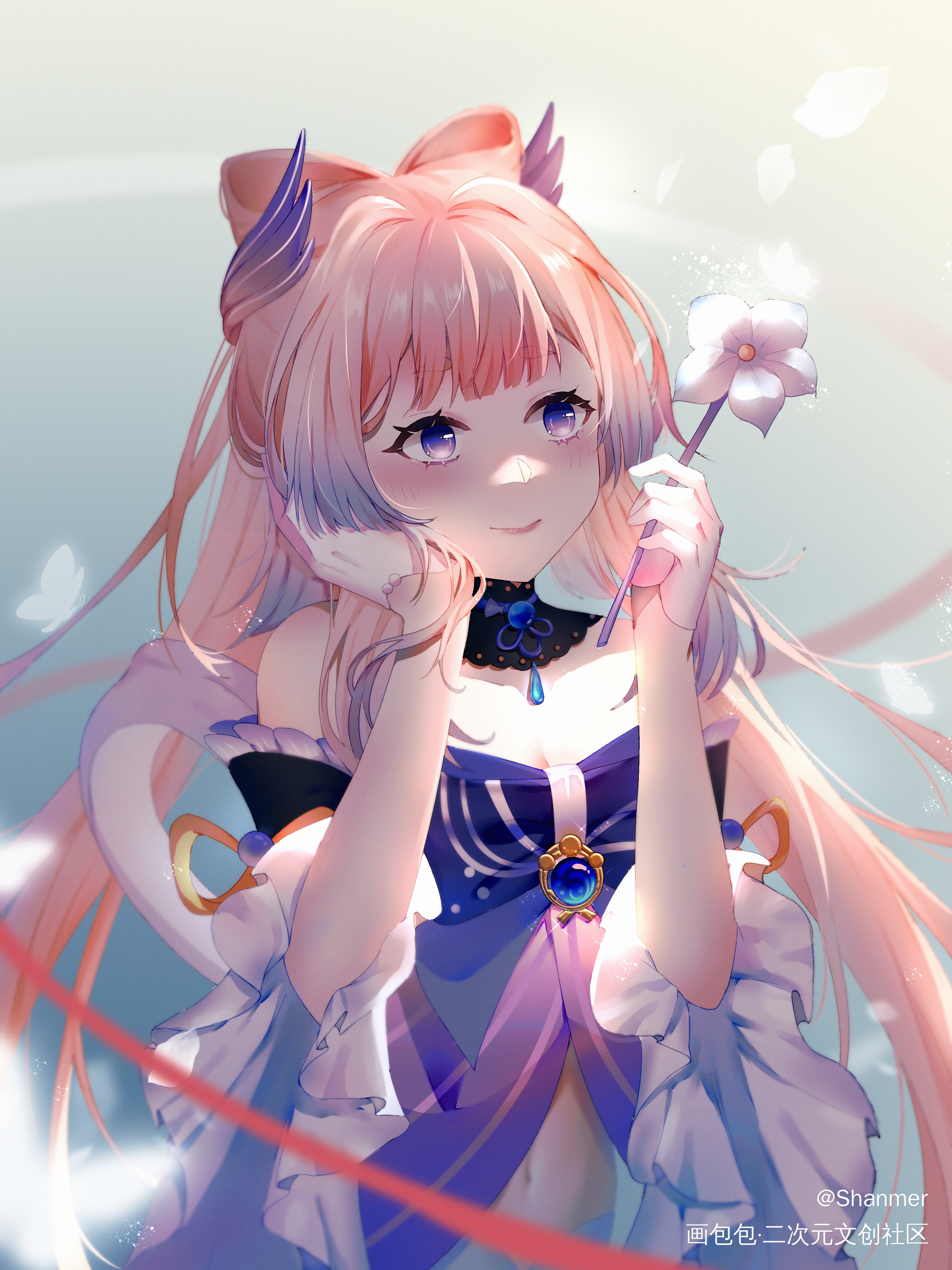 原神心海_原神平涂珊瑚宫心海绘画作品