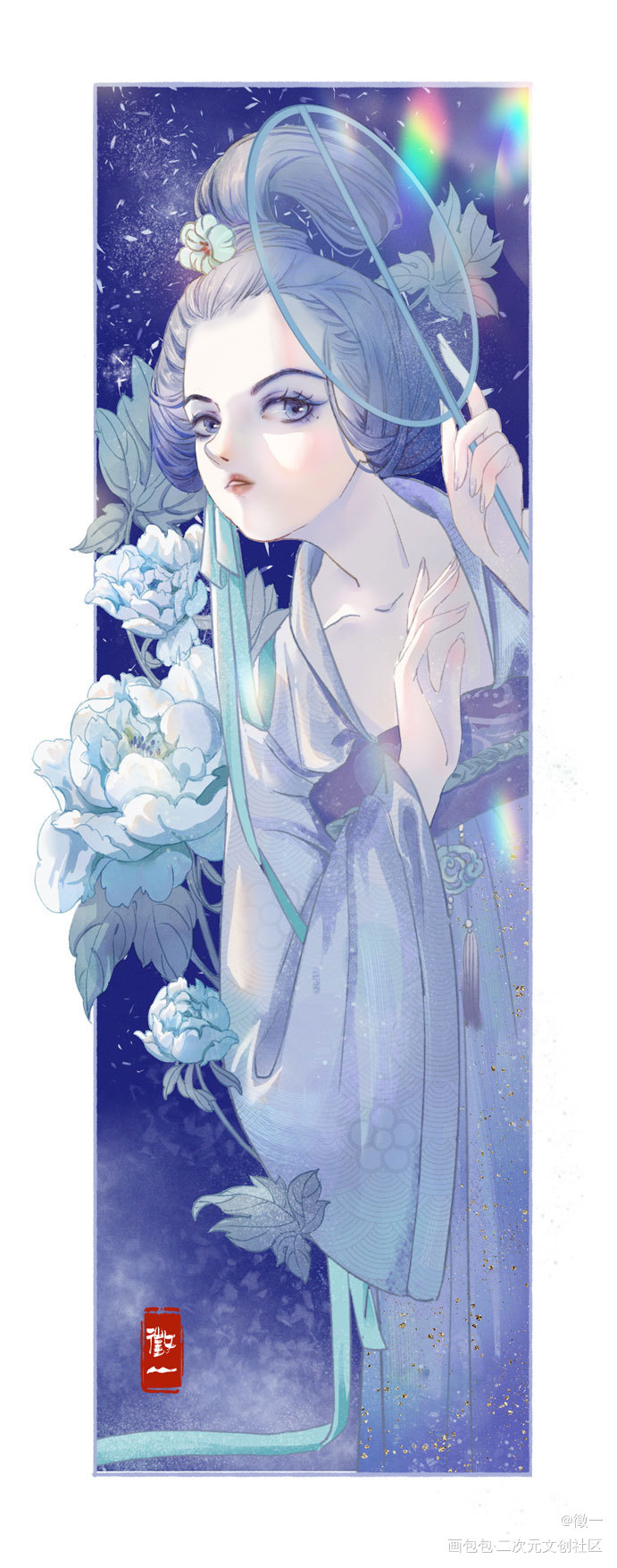 子衿_板绘涂摸鱼页古风汉服少女插画procreate板绘插画原创oc绘画作品