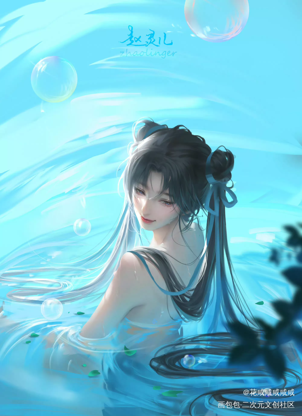 灵儿day3_仙剑奇侠传板绘涂摸鱼页赵灵儿绘画作品