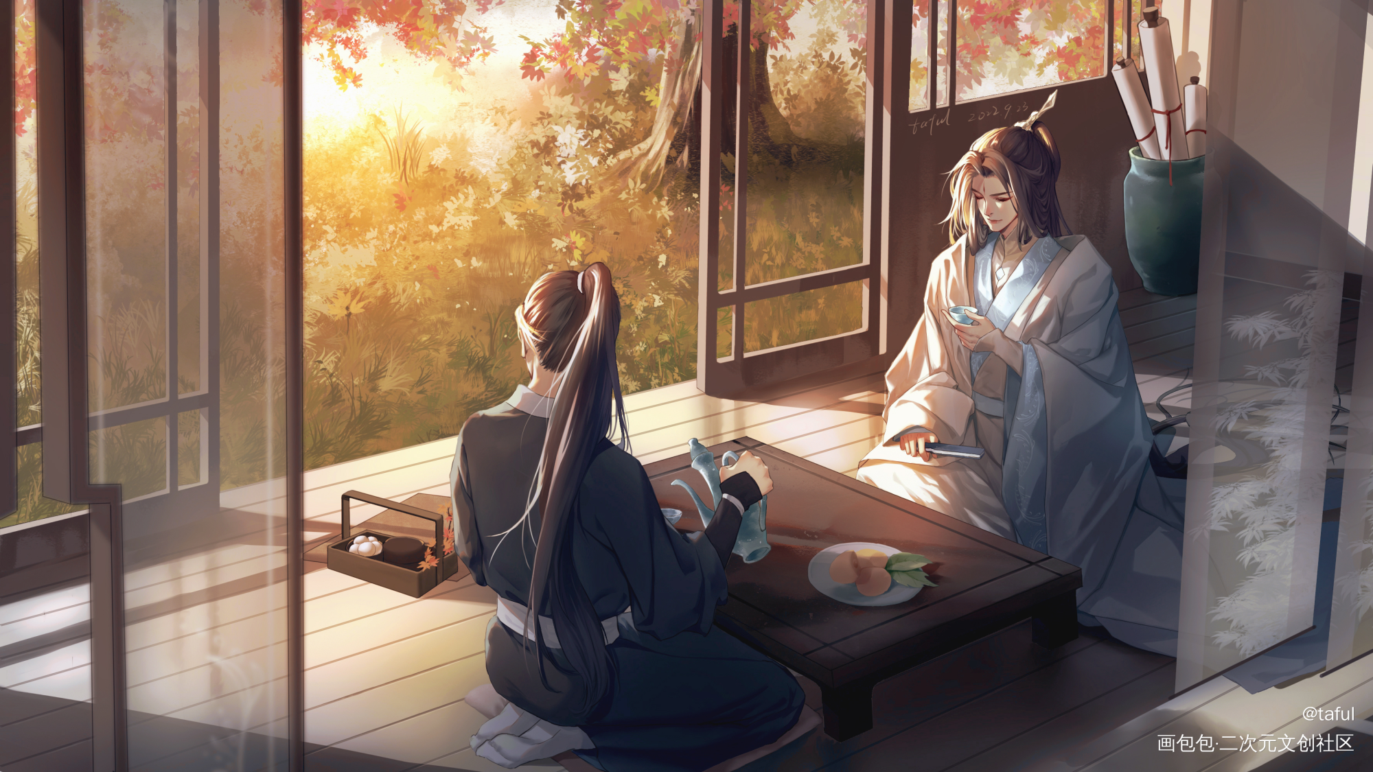 六爻，秋分_六爻严争鸣程潜板绘涂插画同人绘画作品