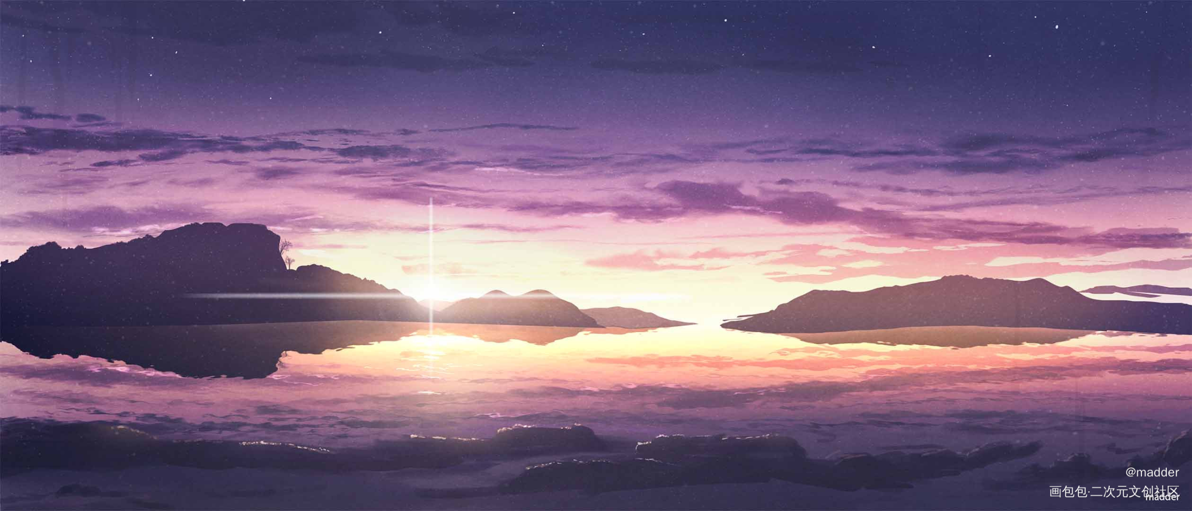 从遥远的今天开始_厚涂日系云场景板绘绘画作品
