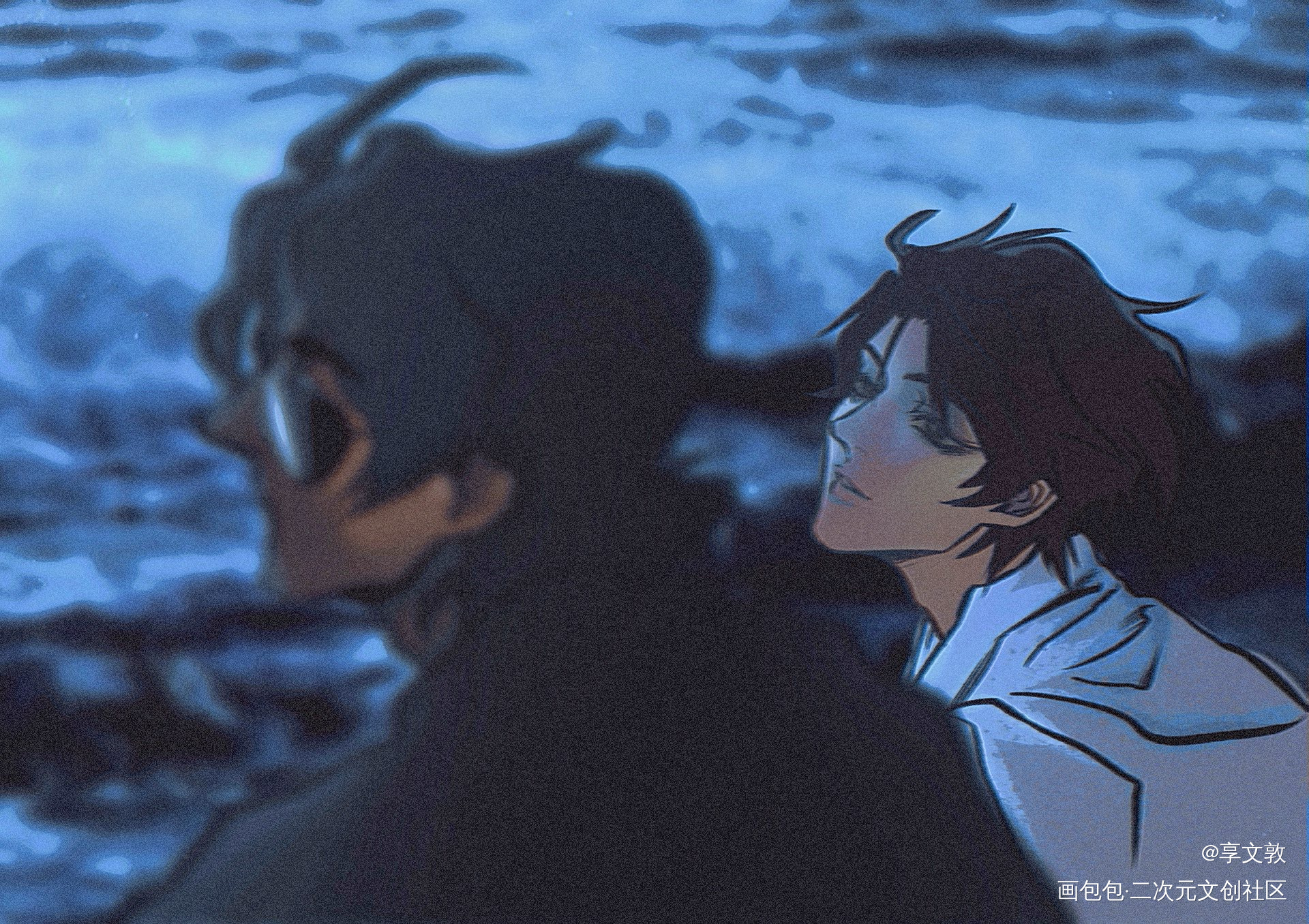 Blue Hour_盗墓笔记黑花黑瞎子解雨臣绘画作品
