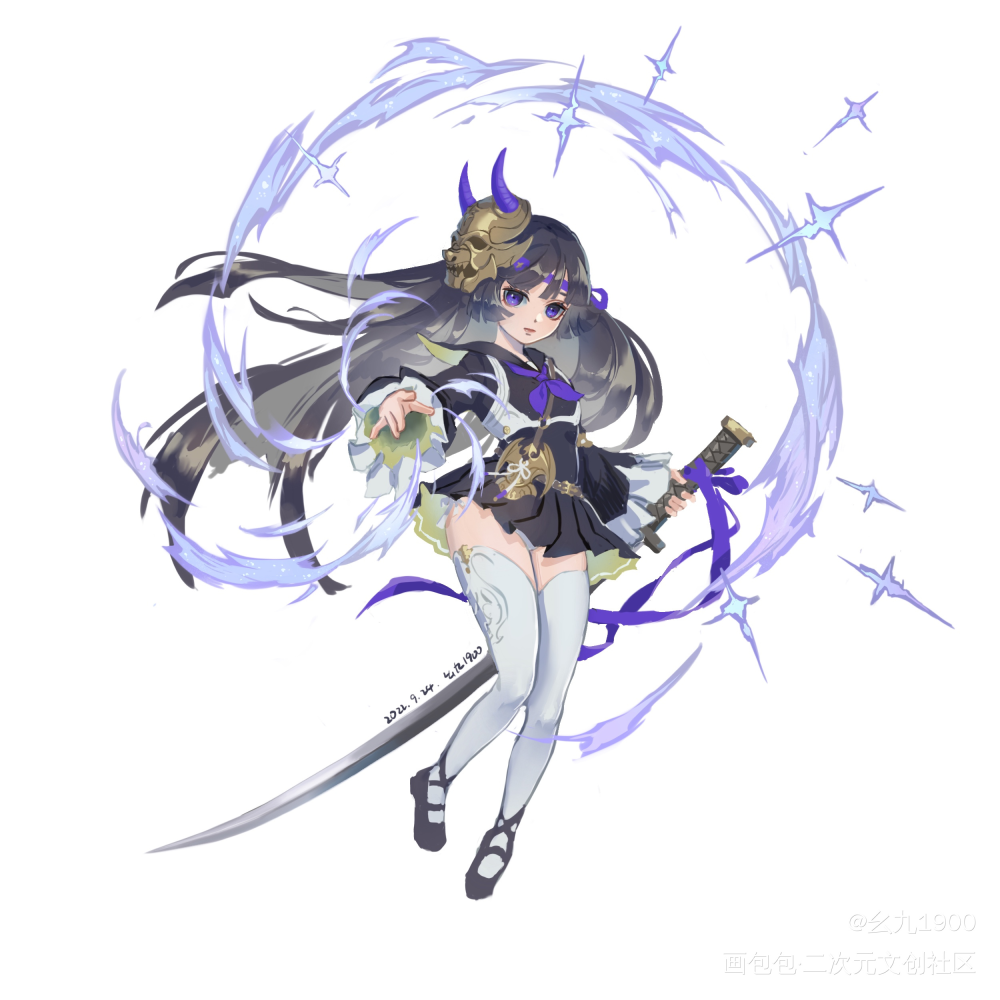 在舒适区疯狂蹦迪_jk韩系立绘厚涂平涂日系萝莉太刀原创绘画作品