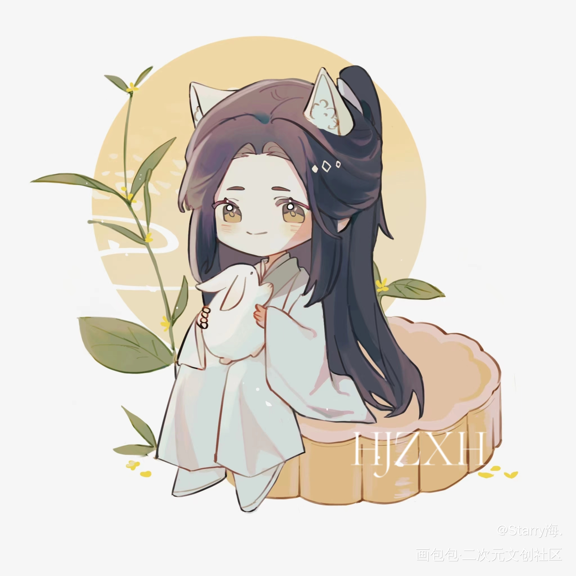 卡瓦燃晚_二哈和他的白猫师尊墨燃楚晚宁绘画作品