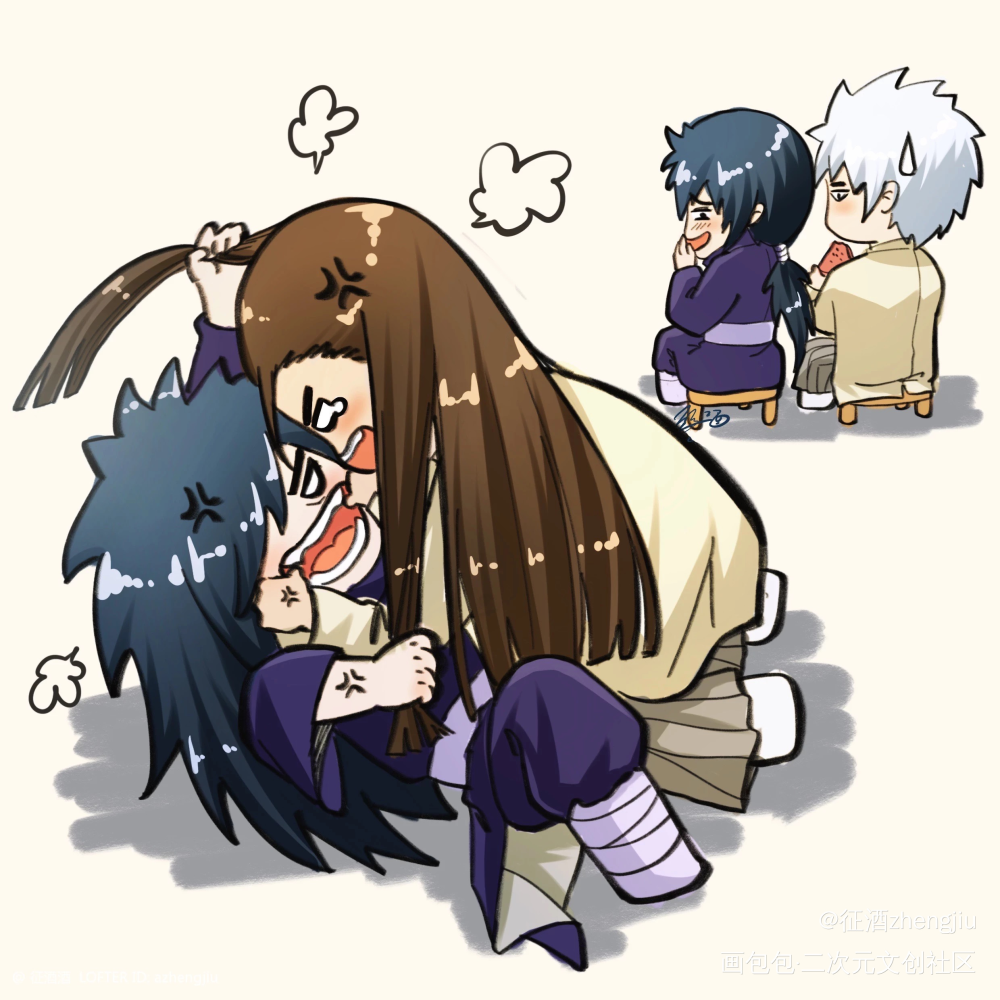 火影同人q版_火影忍者千手柱间宇智波斑彩色漫画板绘涂摸鱼页Q版同人绘画作品