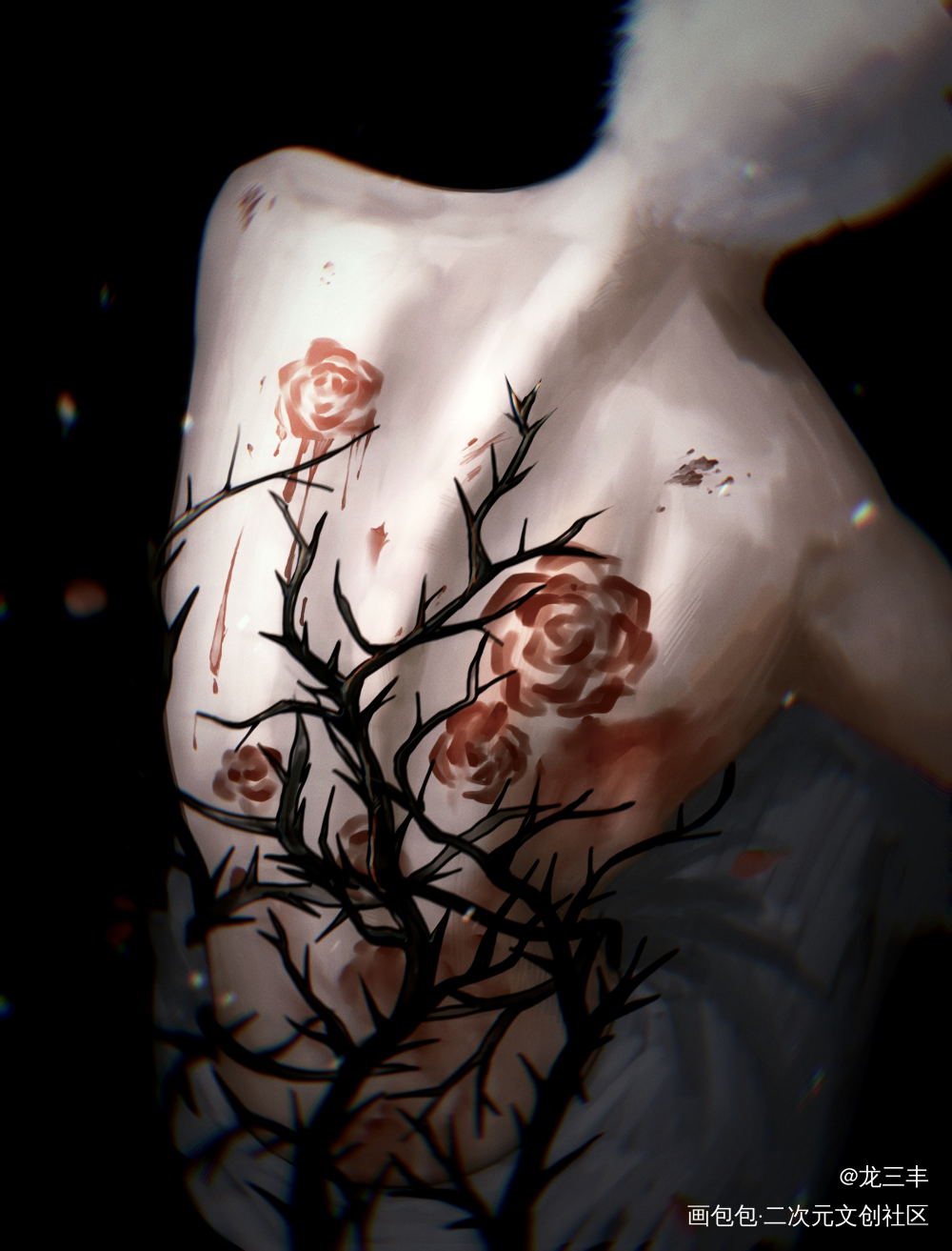 少年的玫瑰，开在荆棘丛生的地方_厚涂绘画绘画作品