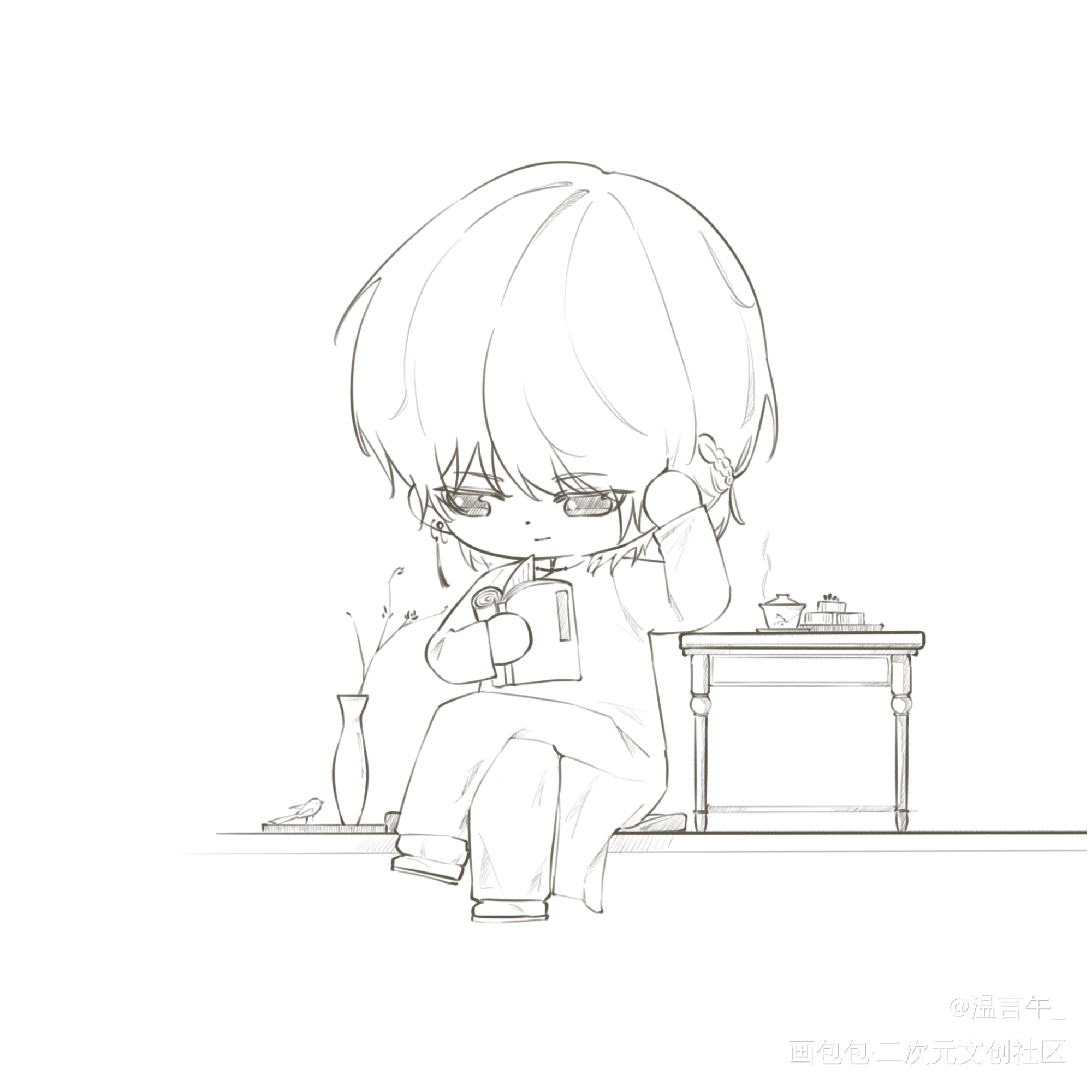 花开了。_光与夜之恋齐司礼Q版绘画作品