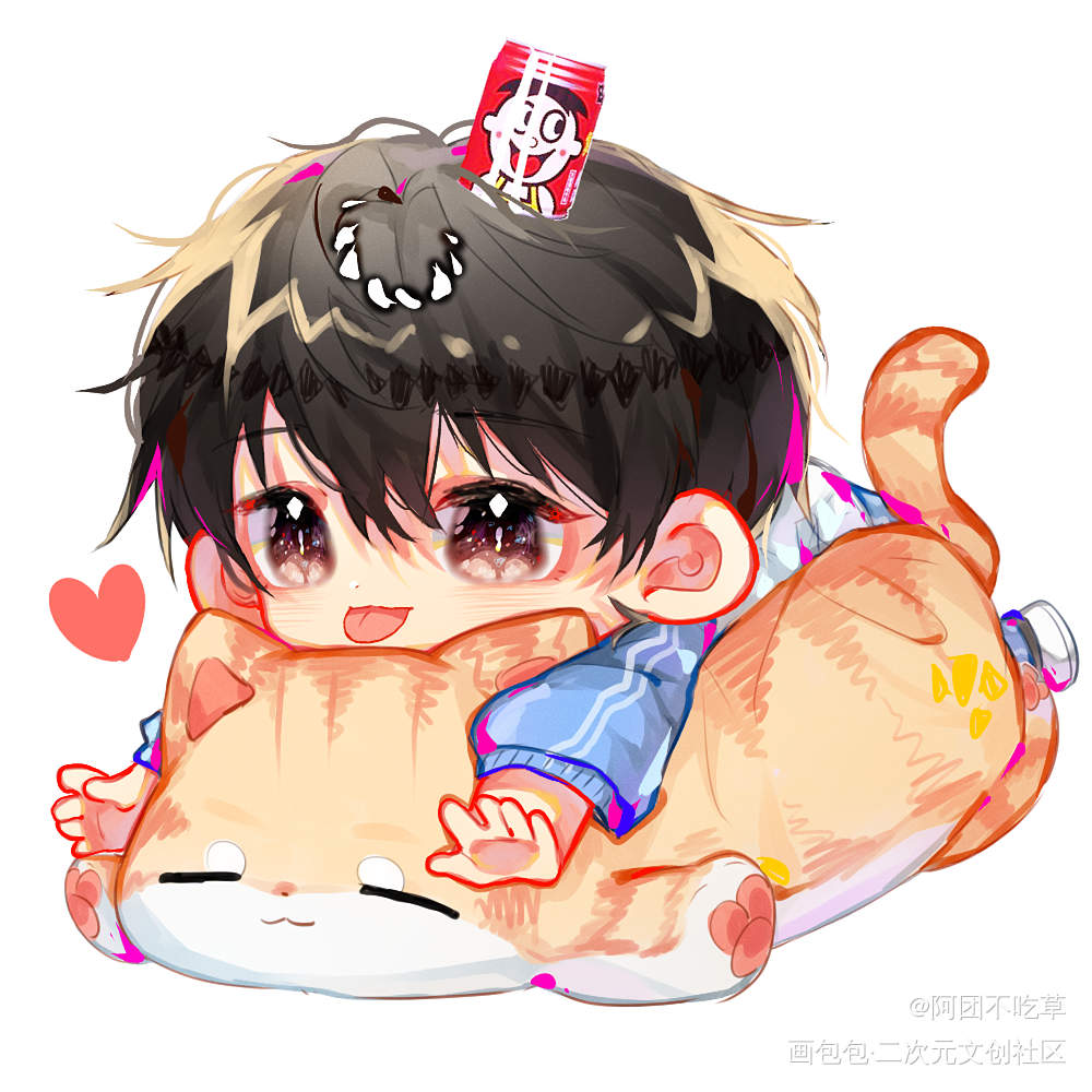 猫猫趴望仔_添望盛望平涂Q版某某木苏里绘画作品